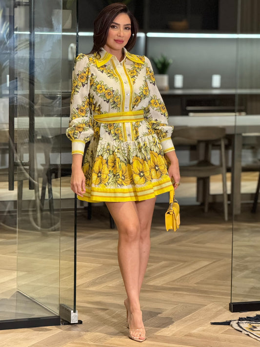 Daisy Yellow Mini Dress