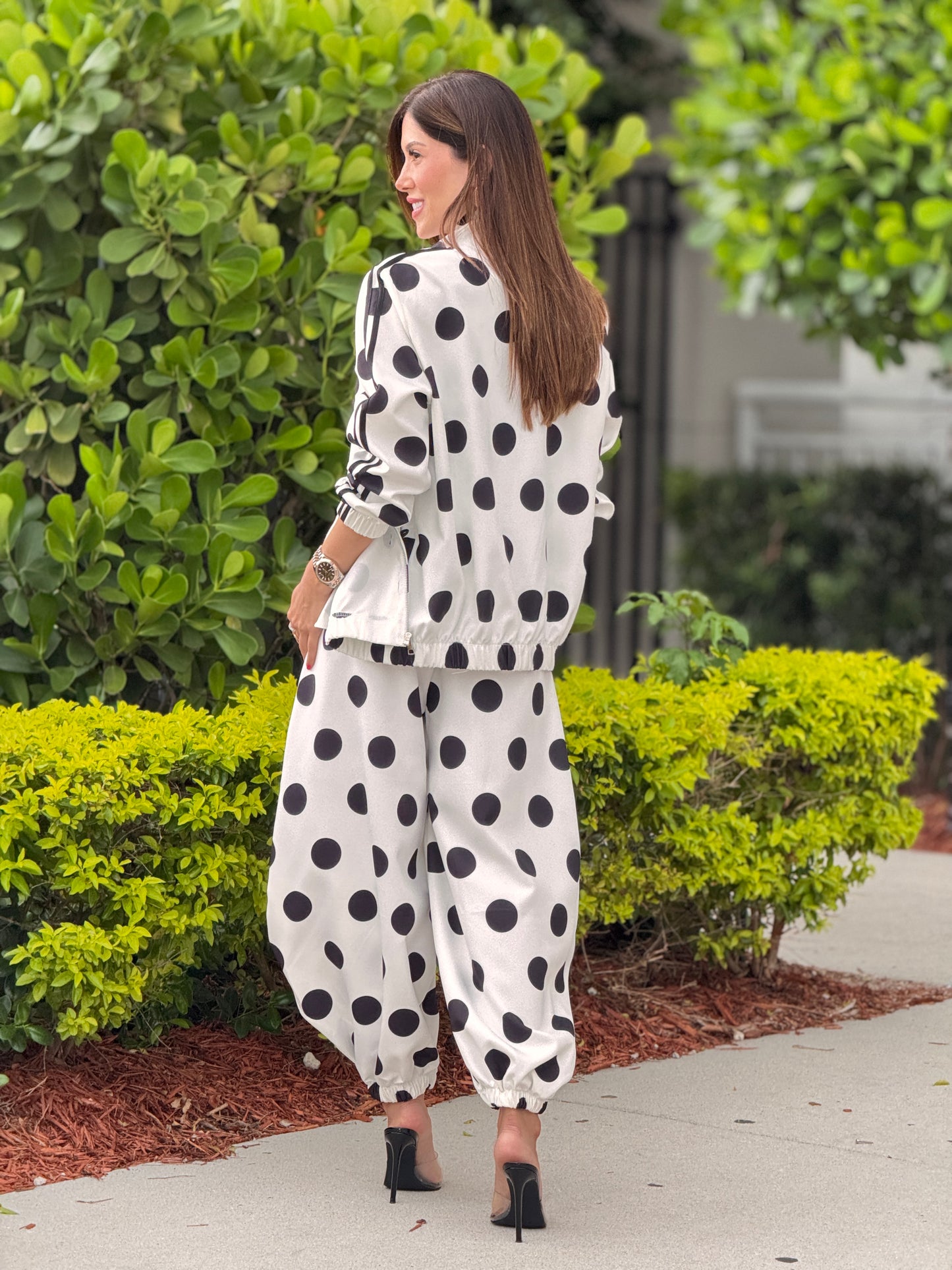 Chinese White/Black Polka Dots Jacket Set
