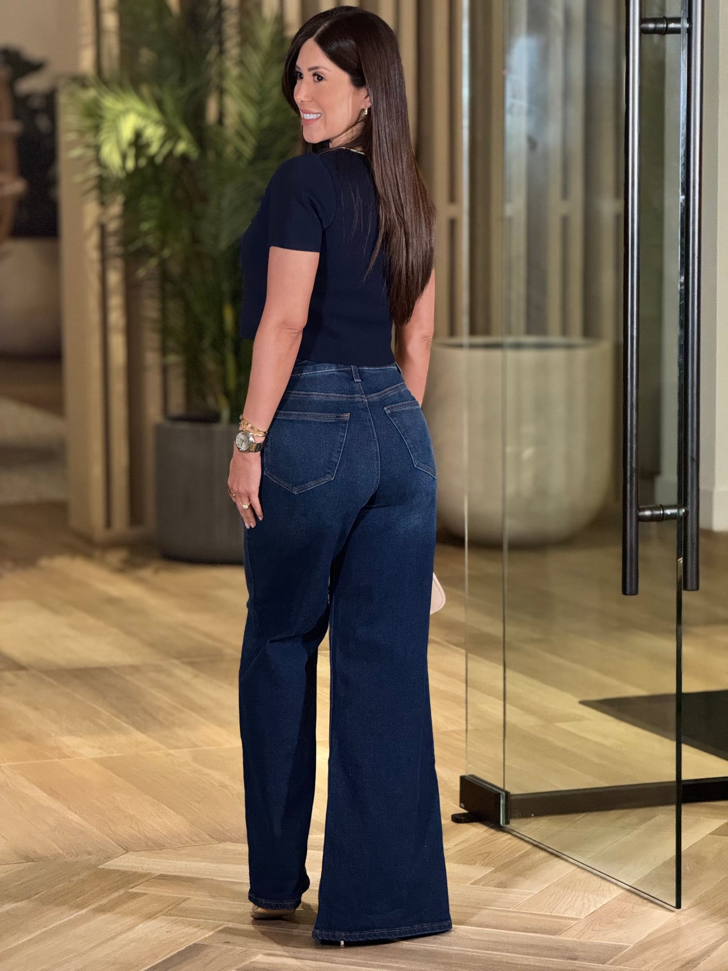 Cielito Dark Wide Open Buttons Jeans