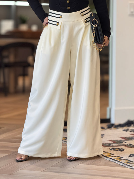 Ruah White Napo Wide Leg Pants