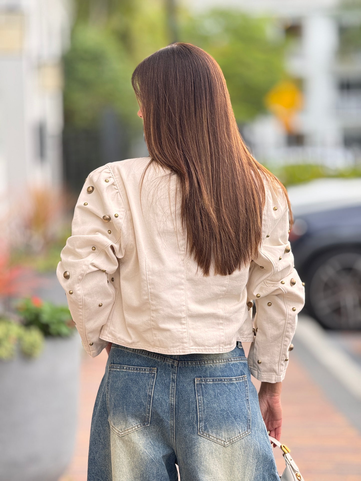 Melody Ivory Denim Gold Sphere Jacket Top