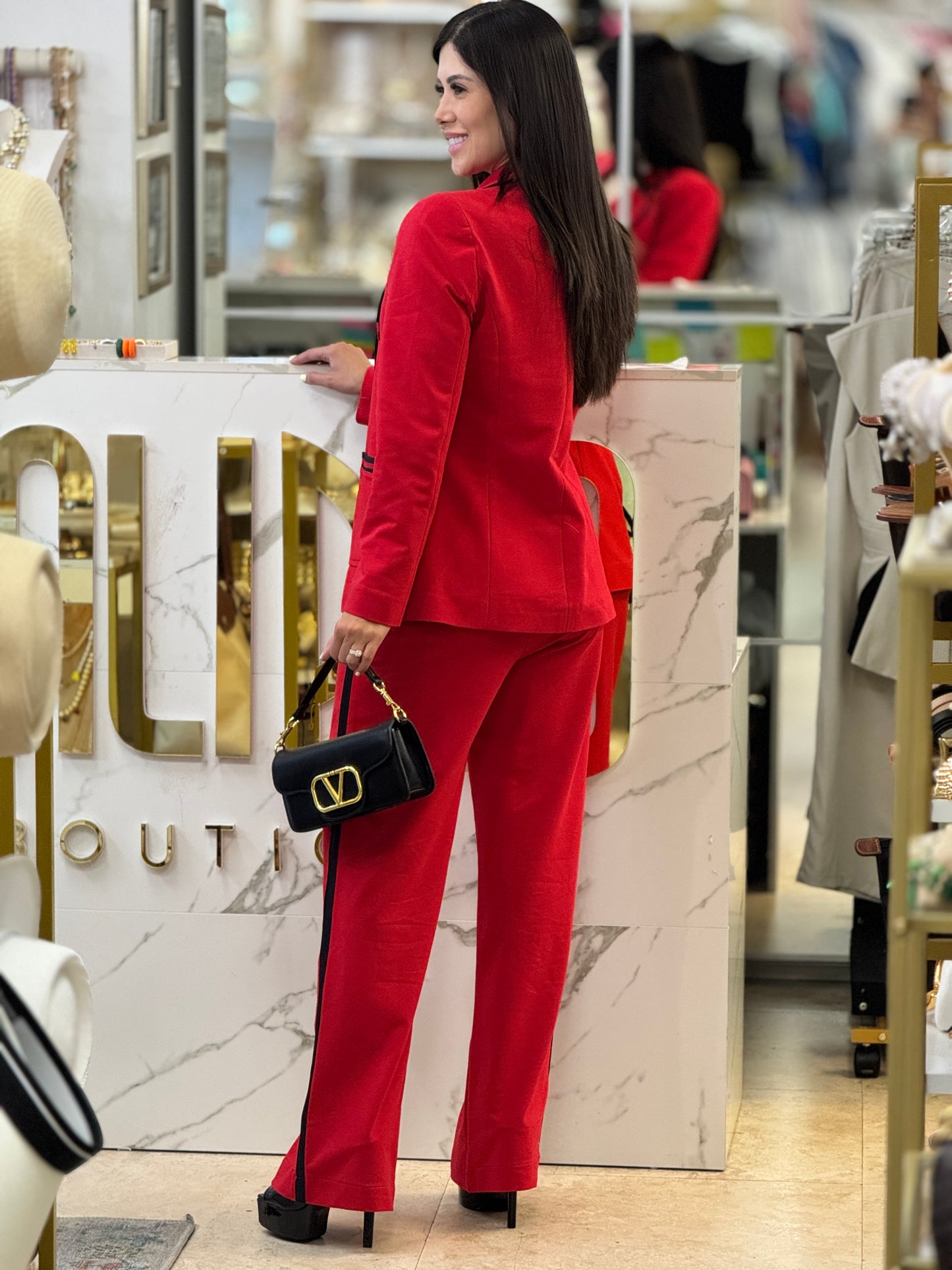 Turkish Red/Black Blazer Set