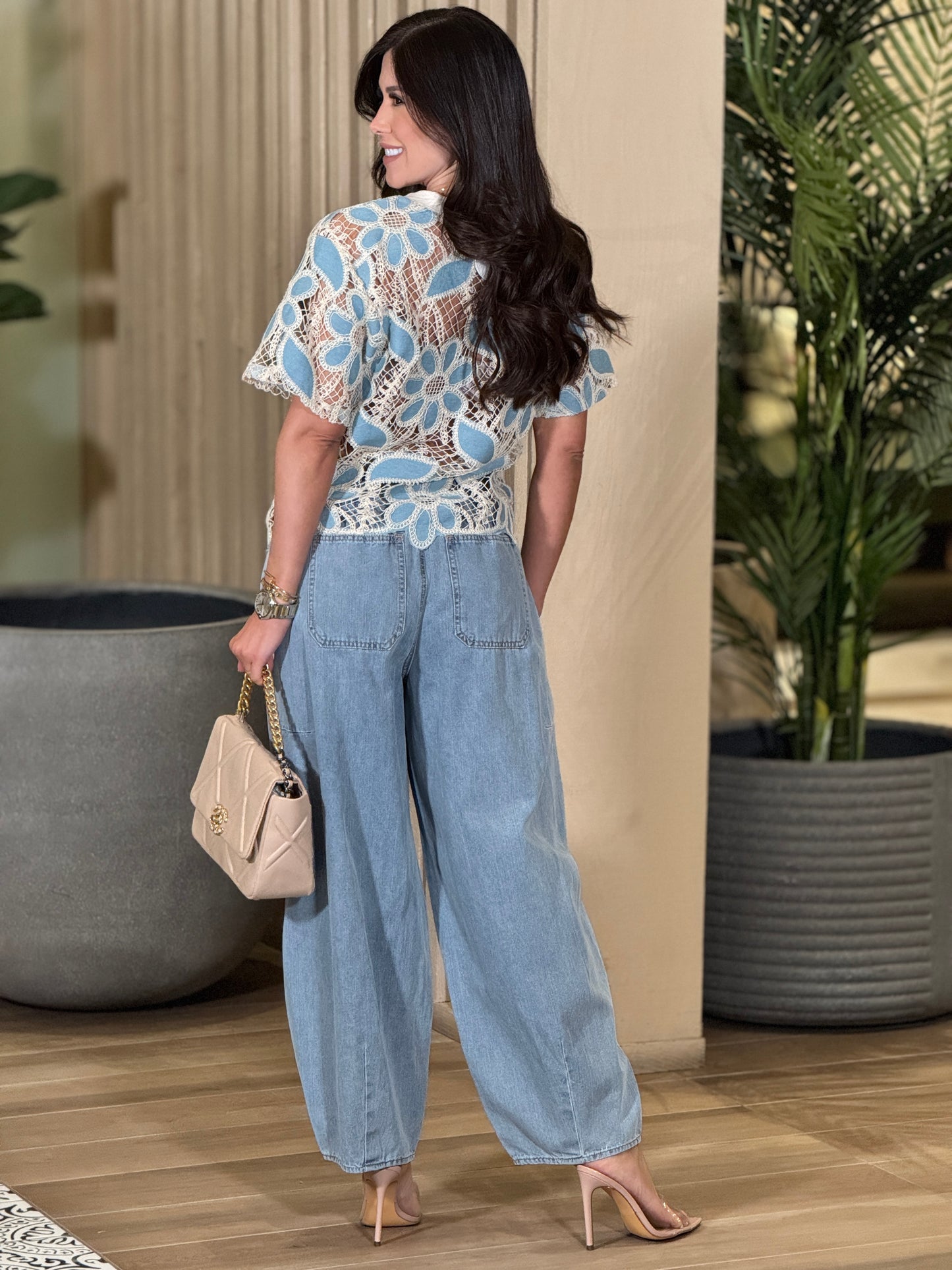 Tibet Light Denim Torchon Top