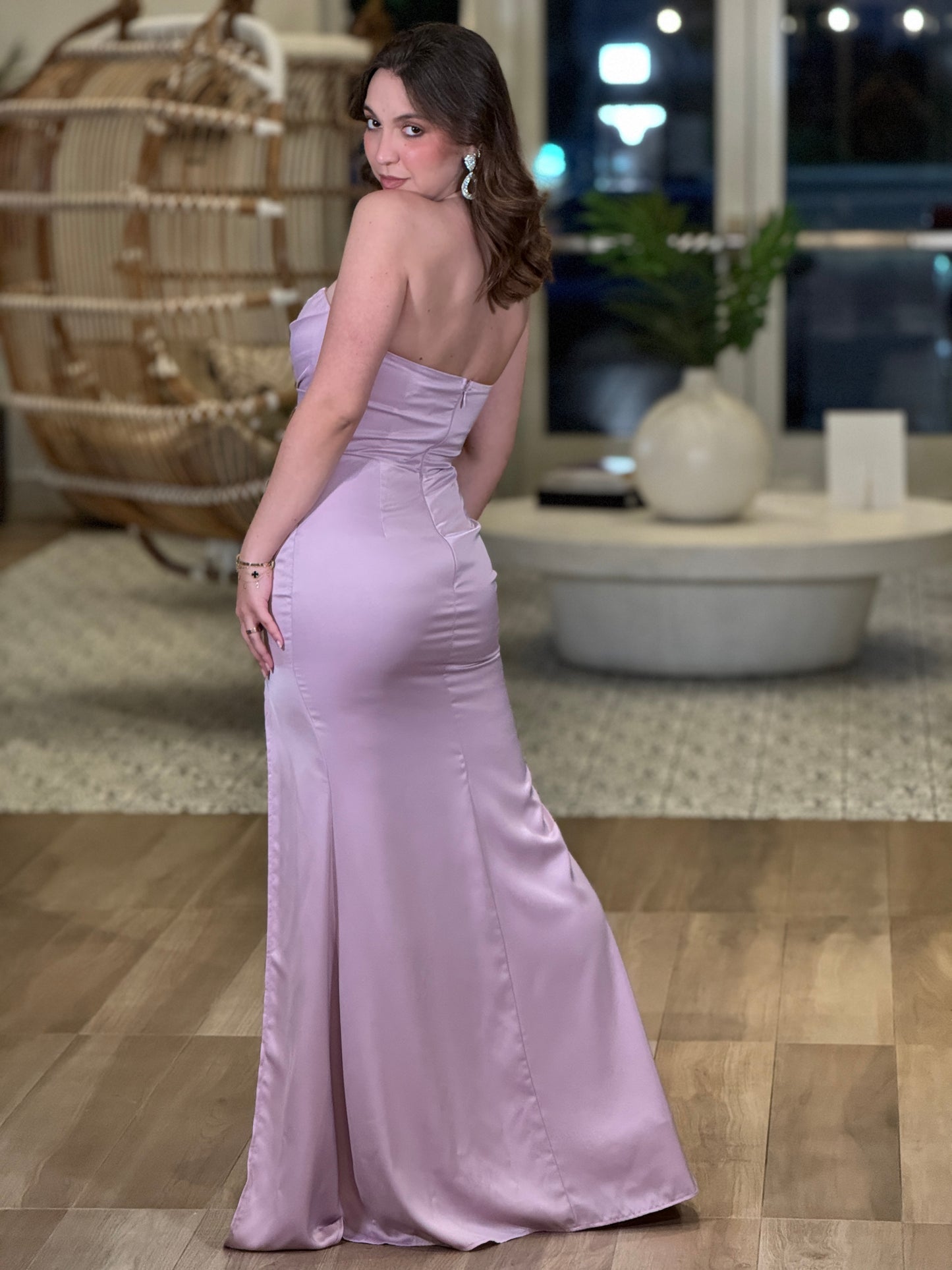 Celine Lilac Satin Dress Gala