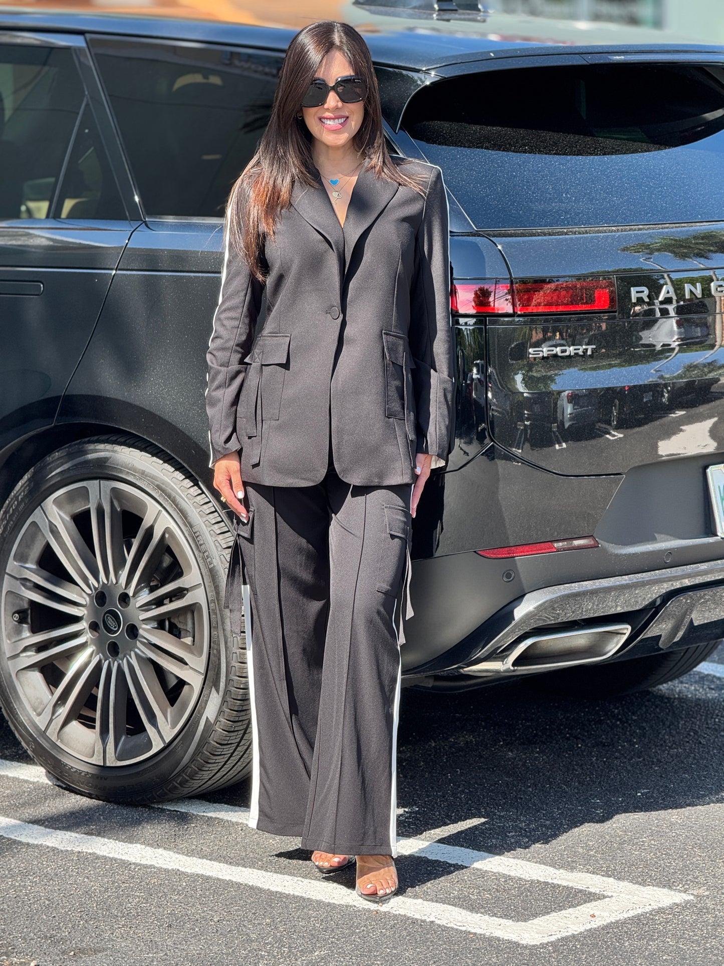 Ovianca Black Cargo+Blazer Set