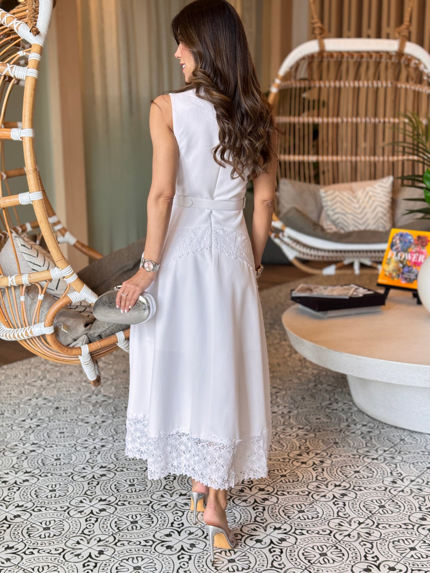 Coty White Lace Midi Dress
