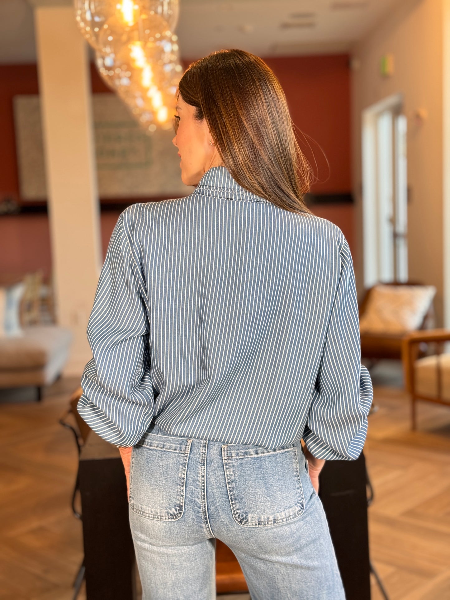 Capri Blue Lines Adjustable Shirt