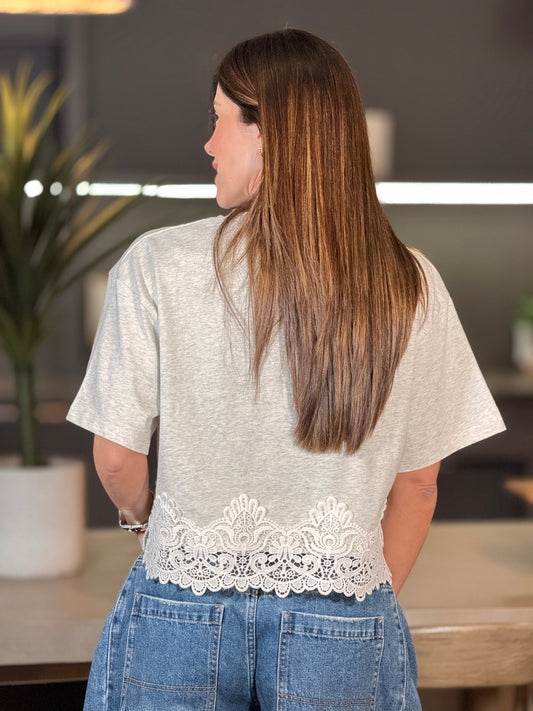 Amable Gray Lace T-Shirt