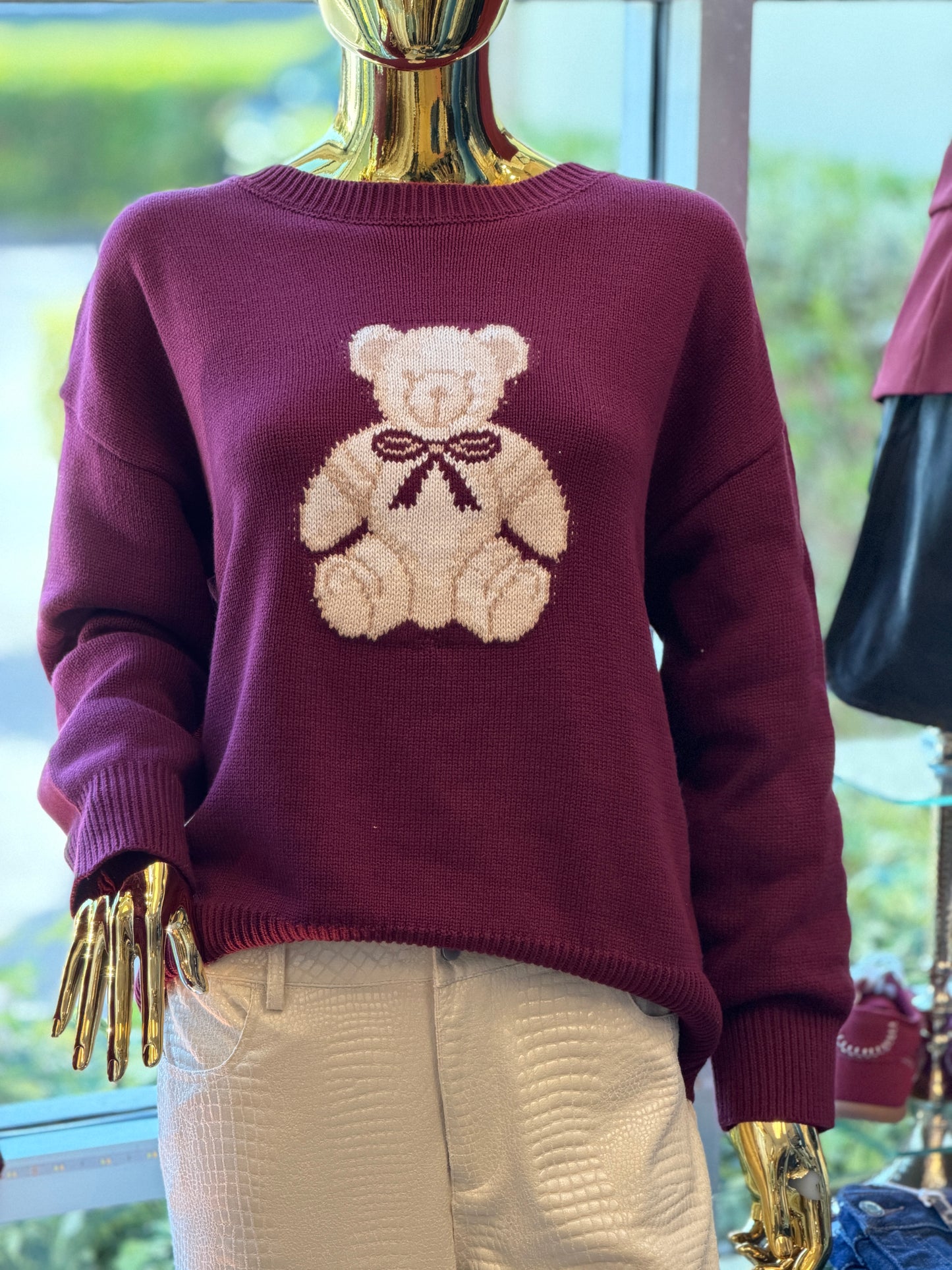 Bear Burgundy Sweater Top