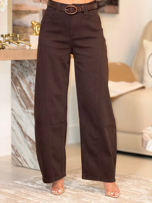 79979 XW Brown Coffee Barrel Jeans