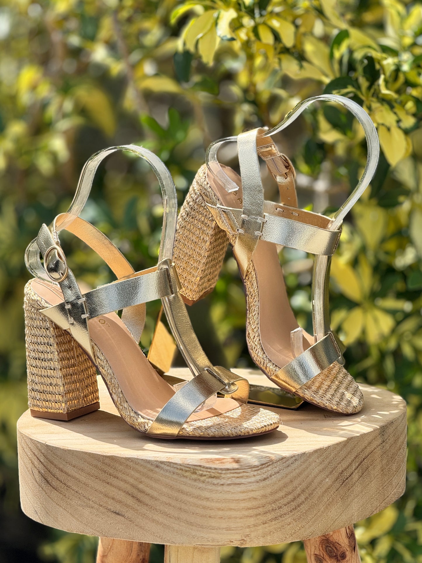 Nider Gold Raffia Sandals