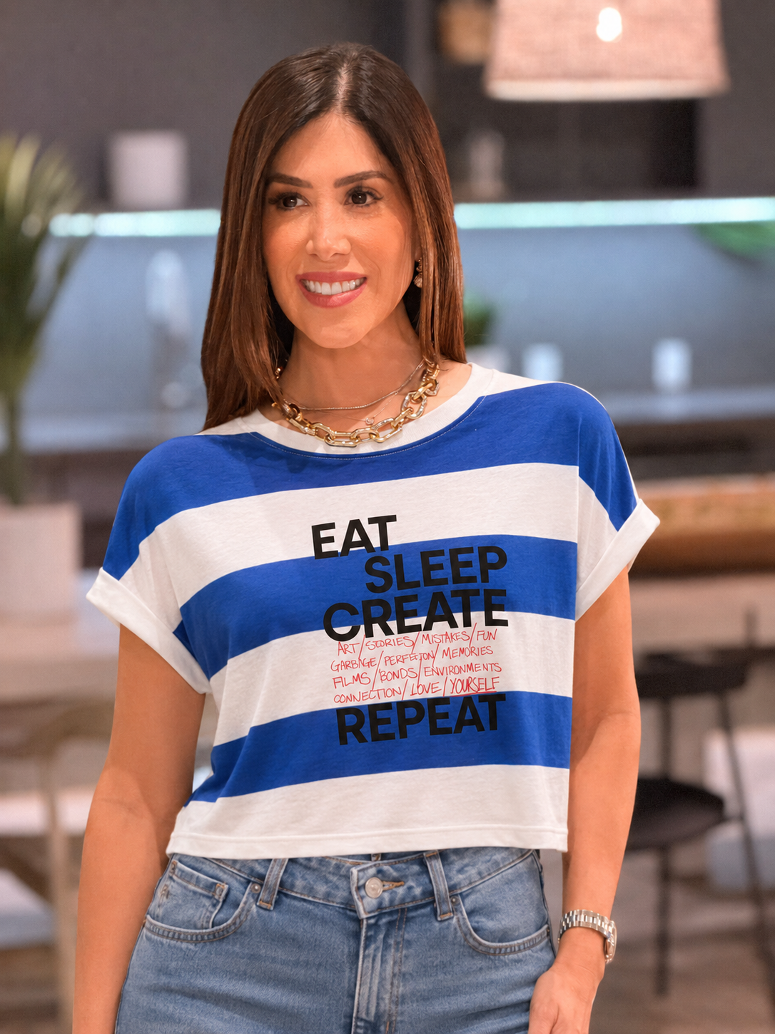 Eat, Sleep, Create Blue T-Shirt