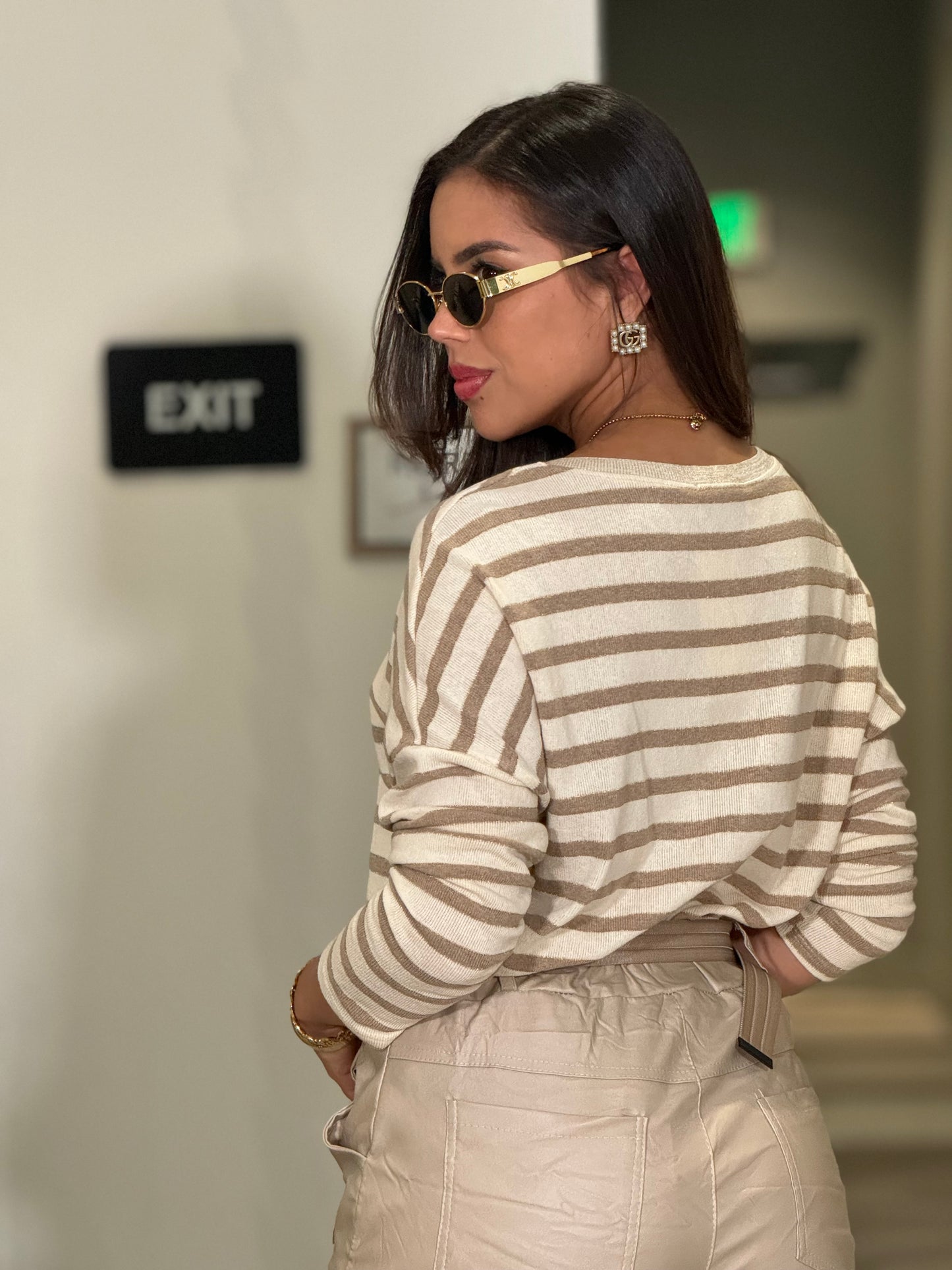 Praga Lines Beige Sweater Italian