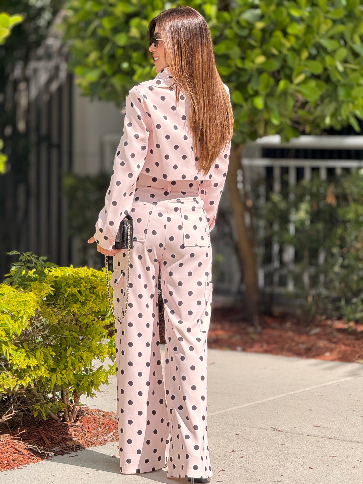 Voguish Pink Polka Dots Jacket Set