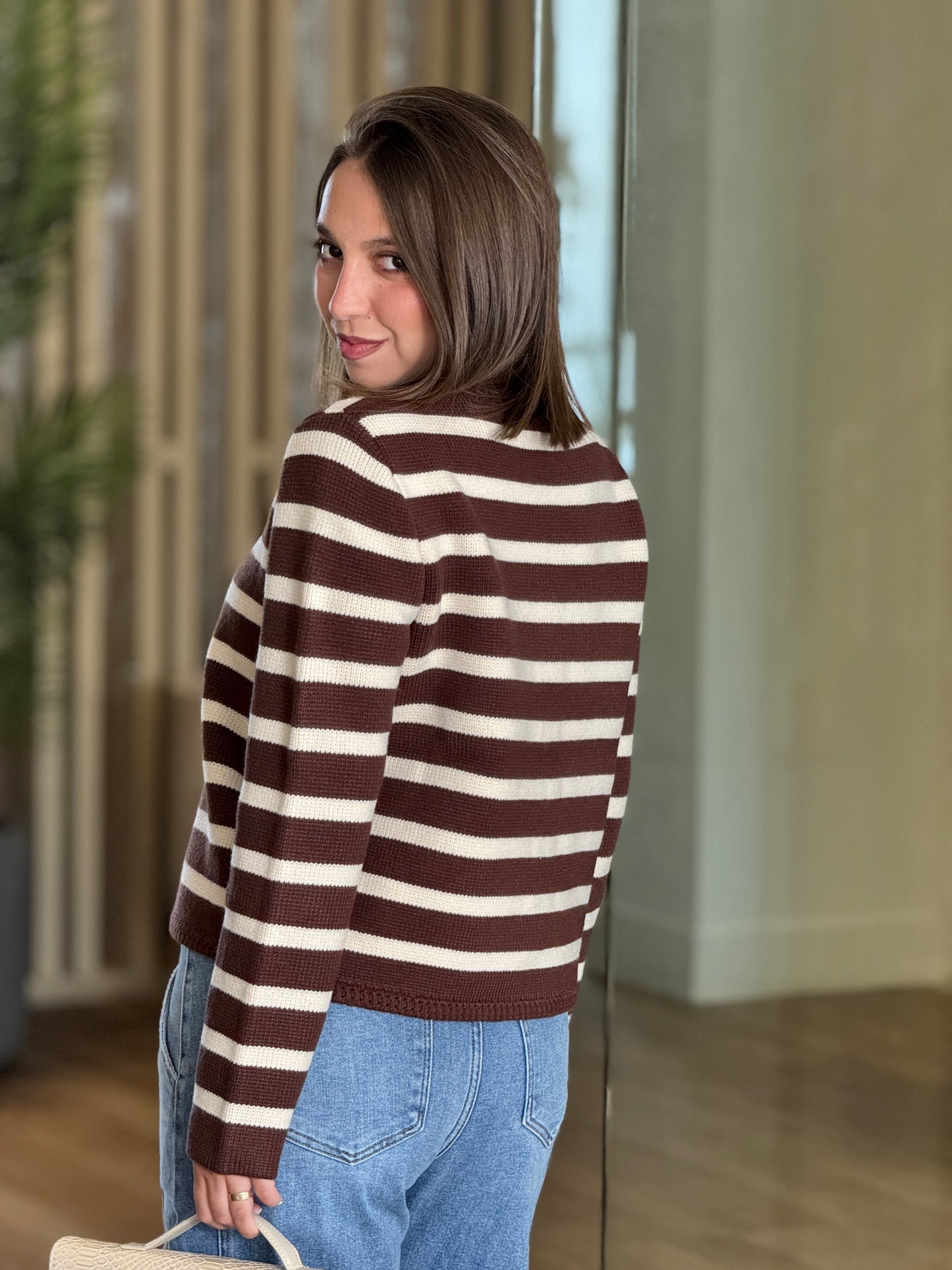 Strut Brown Lines Knitted Top