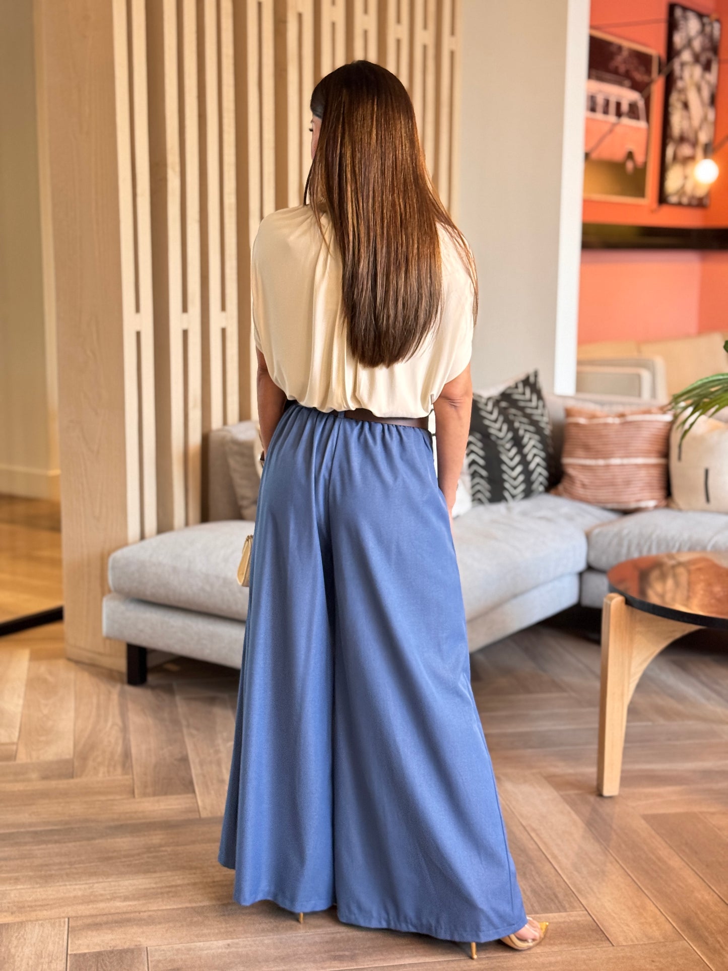 Mozar Denim Belt Wide Pants