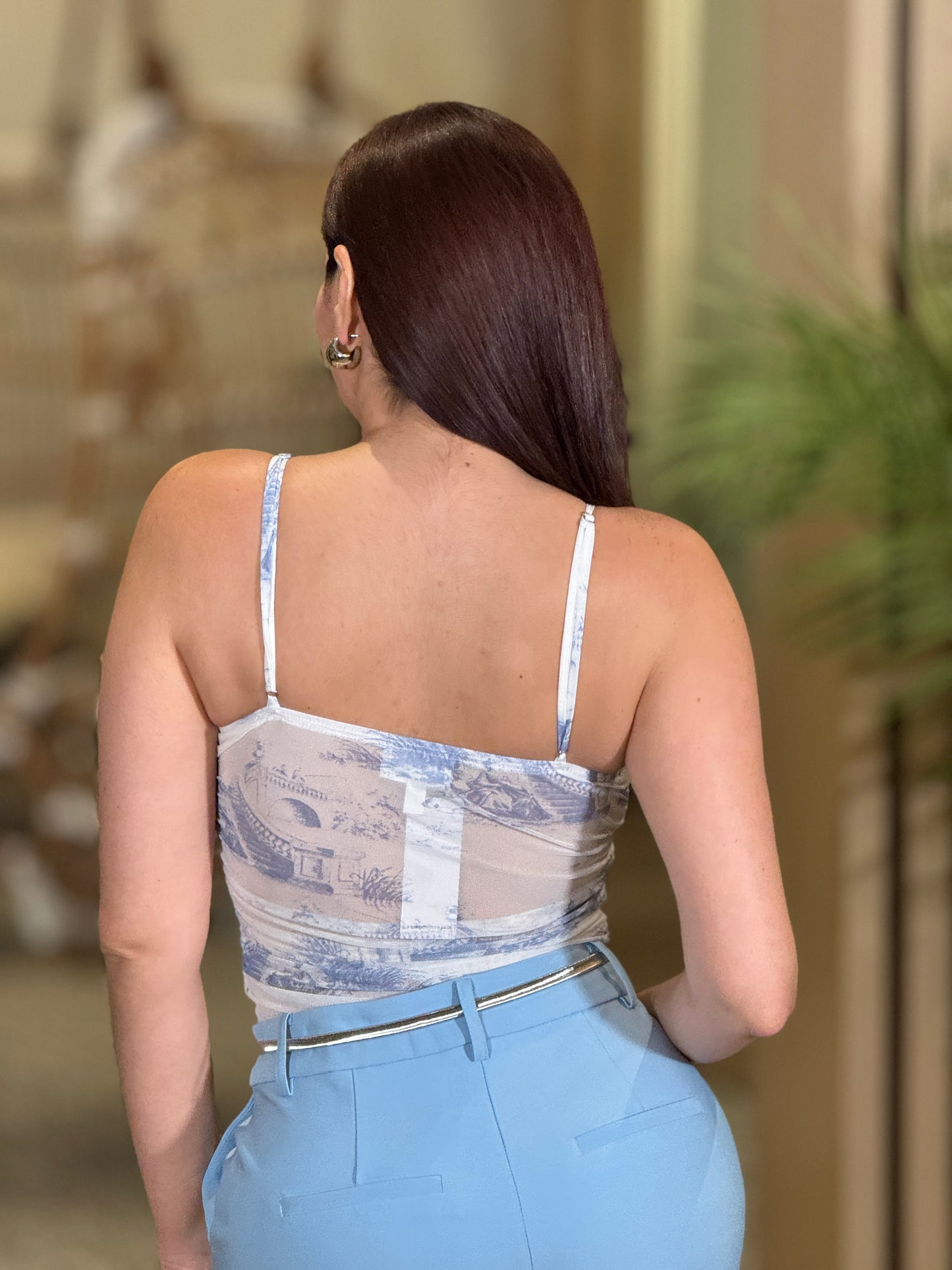 Polly White/Blue Top