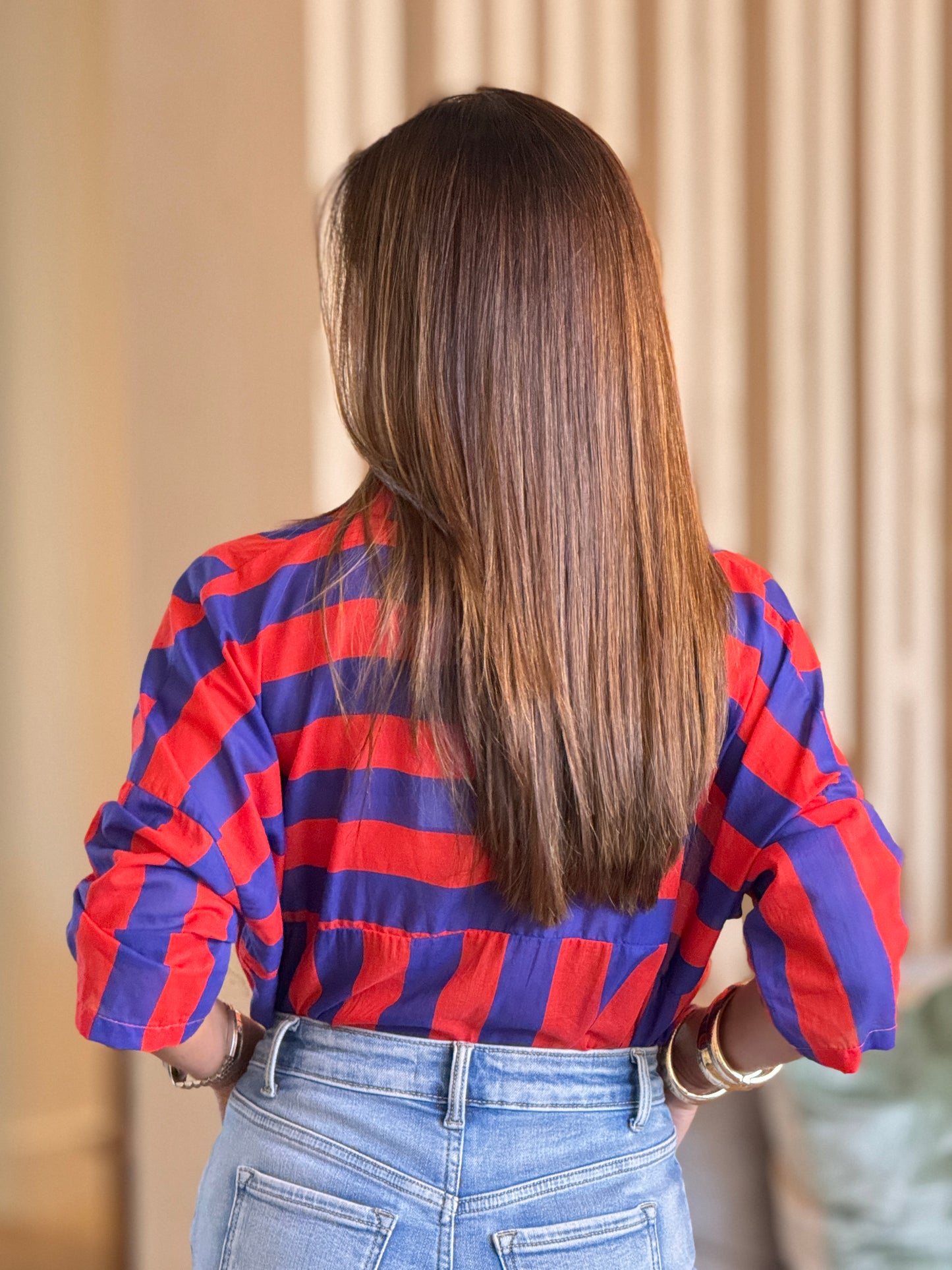 Blu Italy Blue/Red Sheer Top