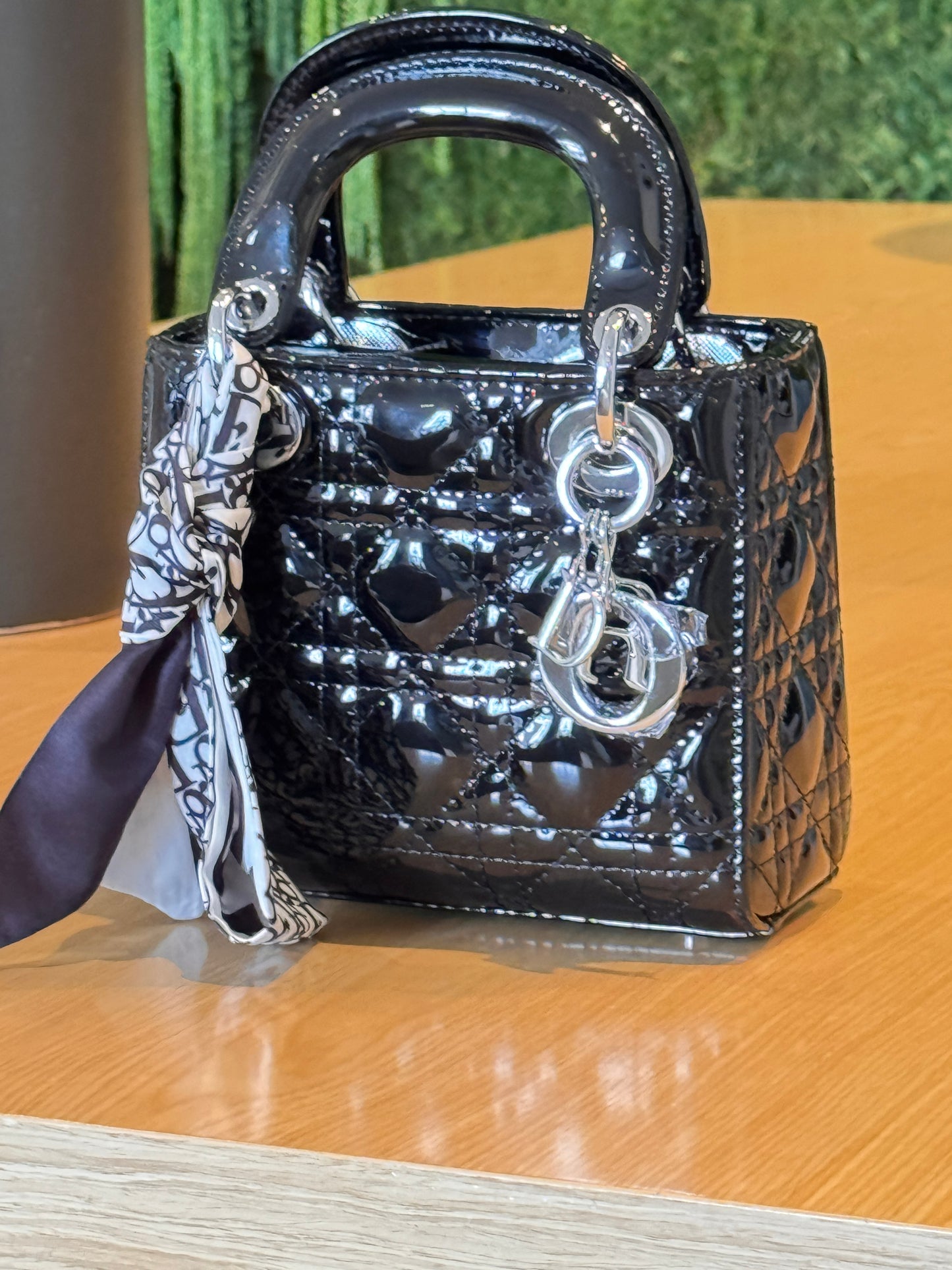 Dory Black Patent Quited Bag