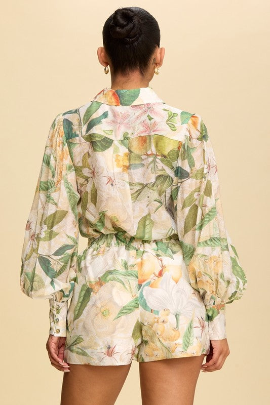 Luxxie Green Floral Short Set