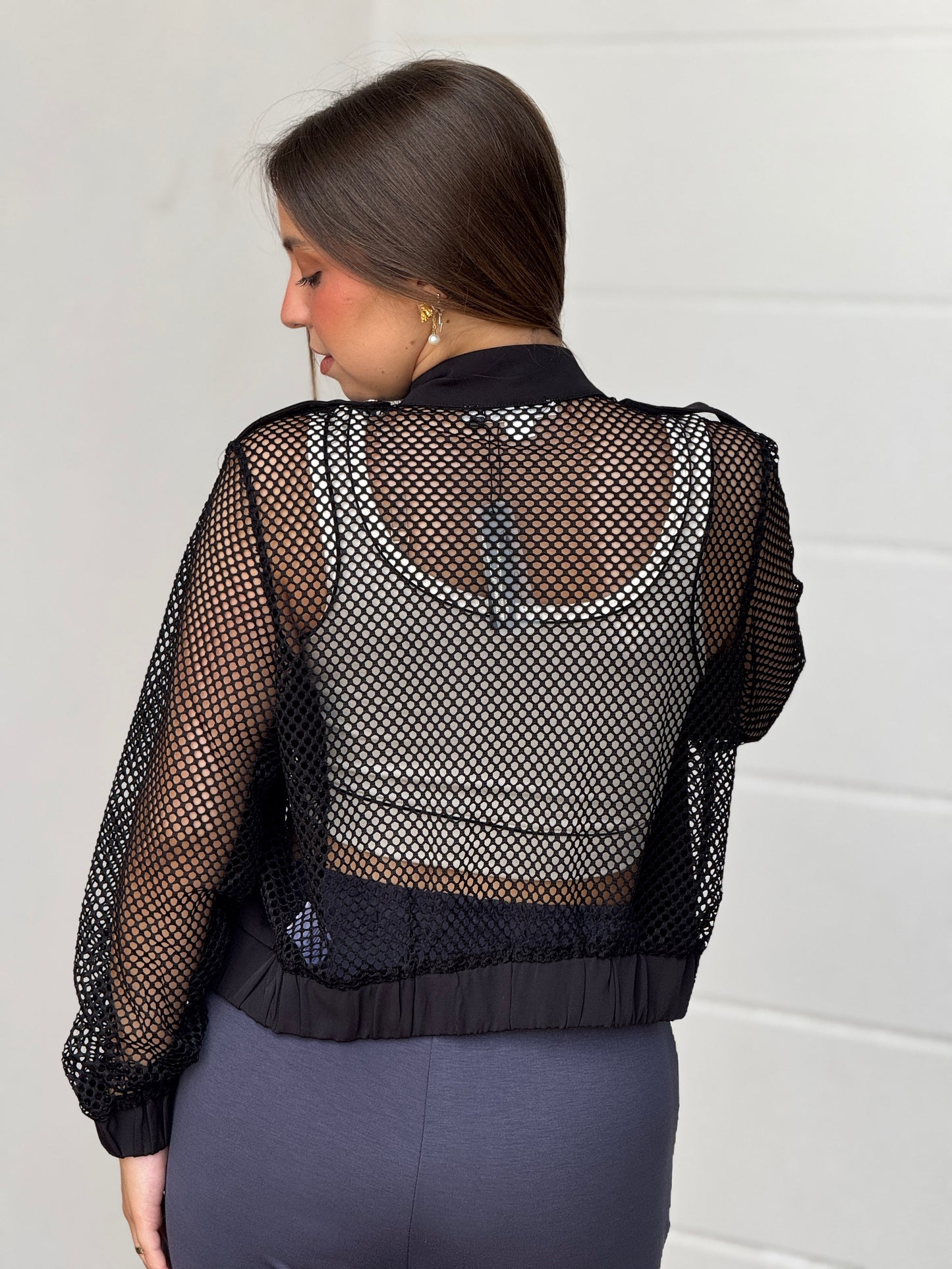 New York Black Mesh Jacket Top