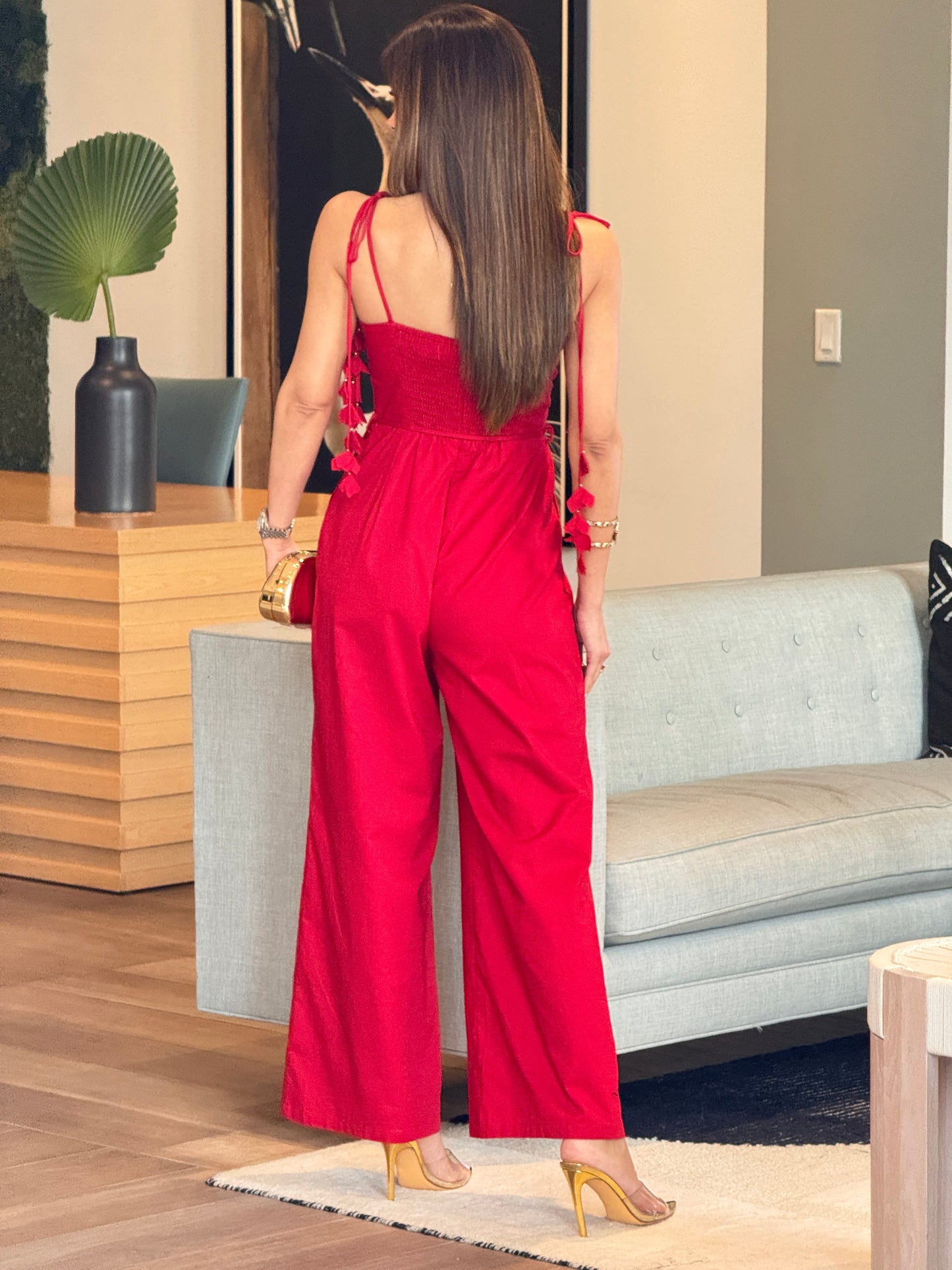 Chic Garden Red Petals Jumpsuit