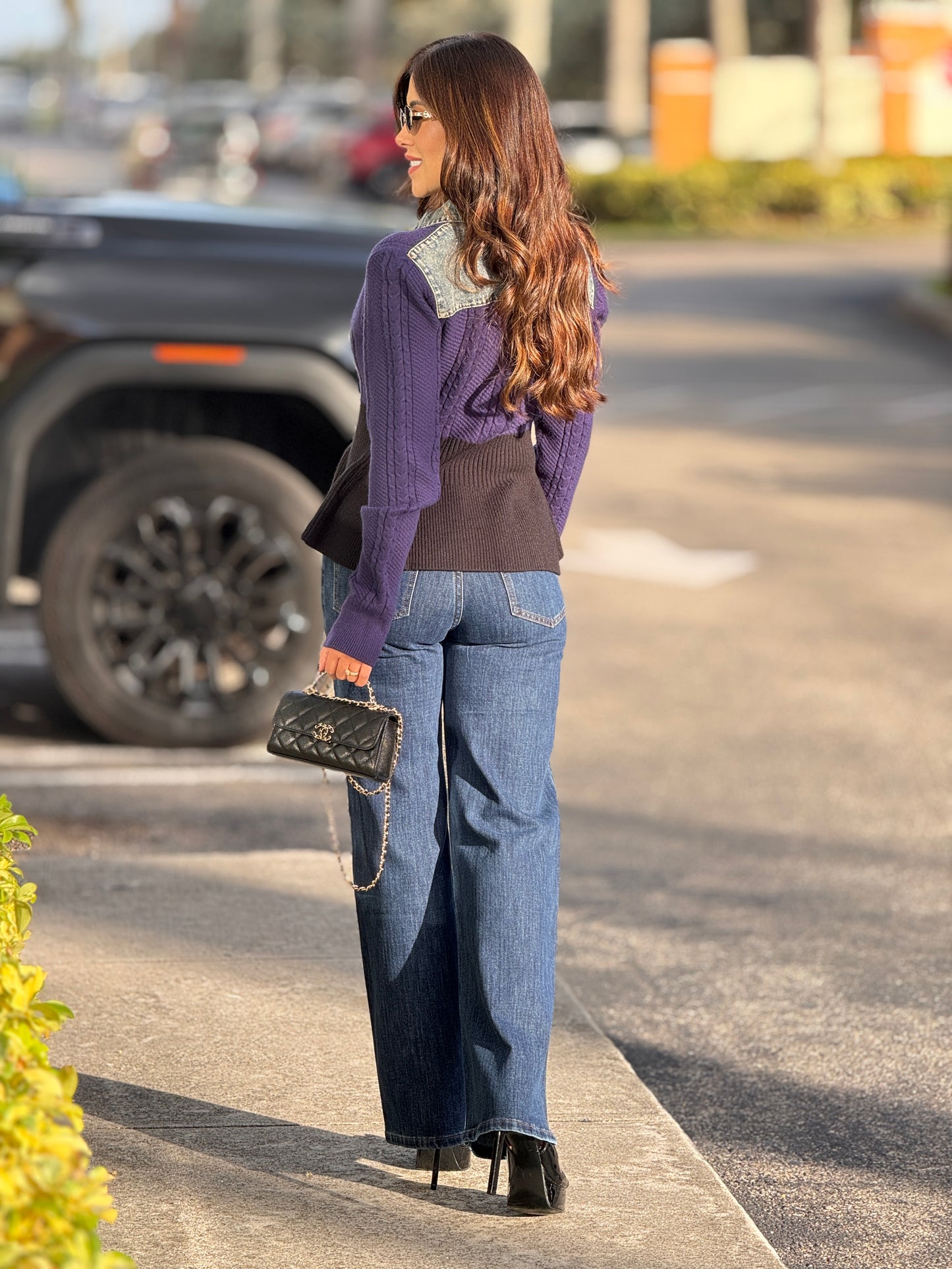 Lizzie Dark Denim Simple Rhinestone Jeans