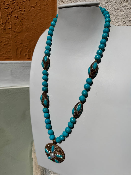 Aztec Shells Turquoise Neacklace