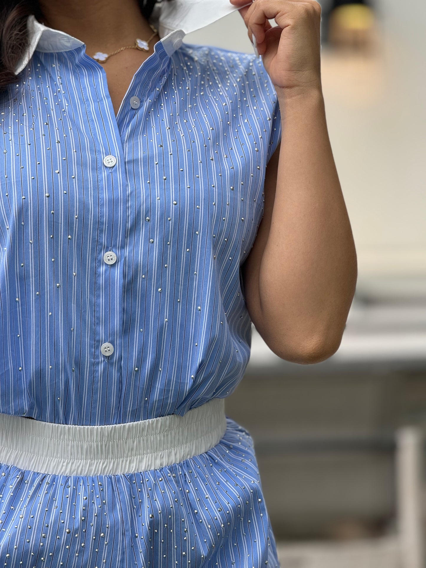 Emily Blue Rhinestone Short Set