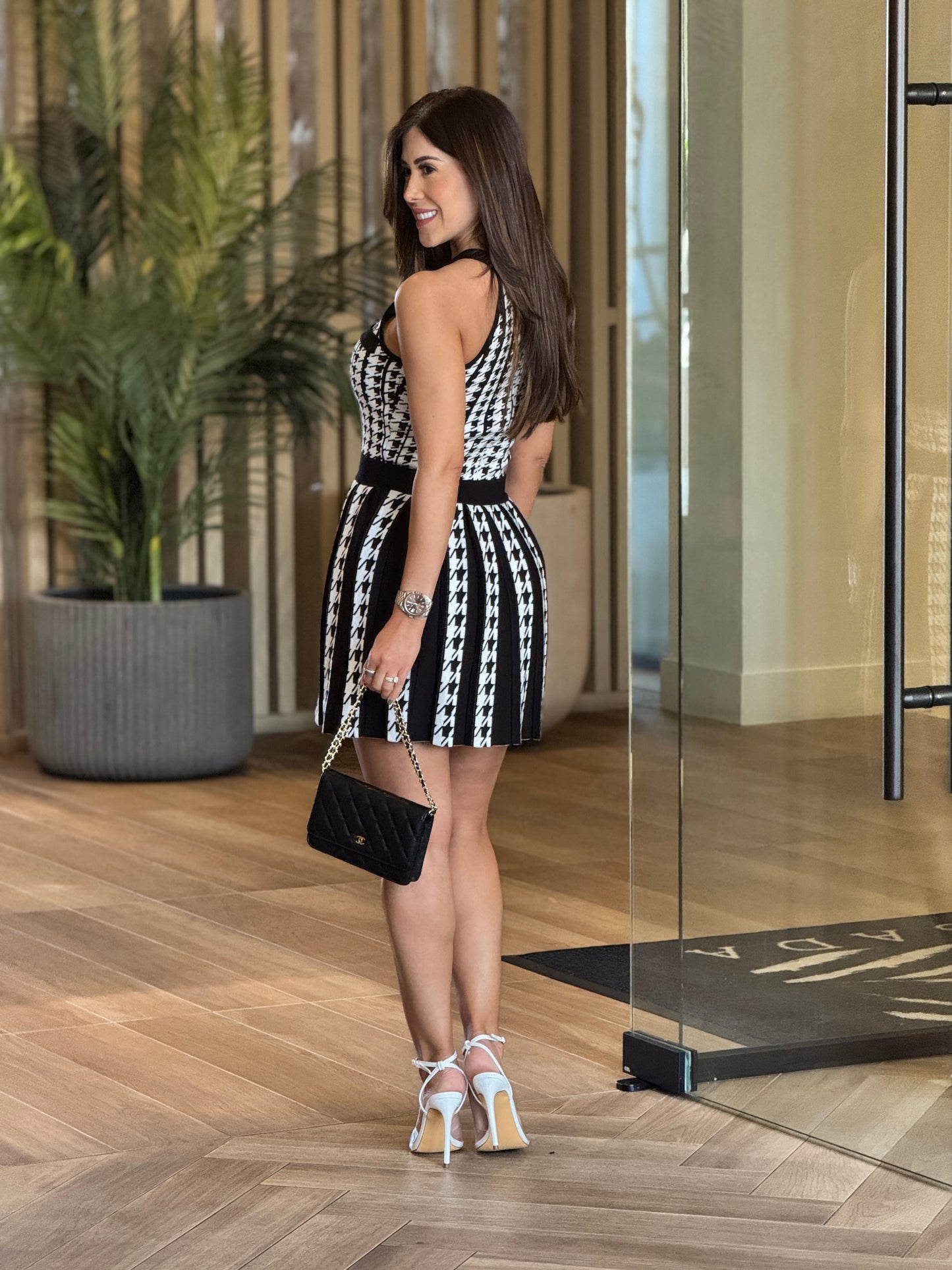 Hershey Black/White Vichy Print Dress