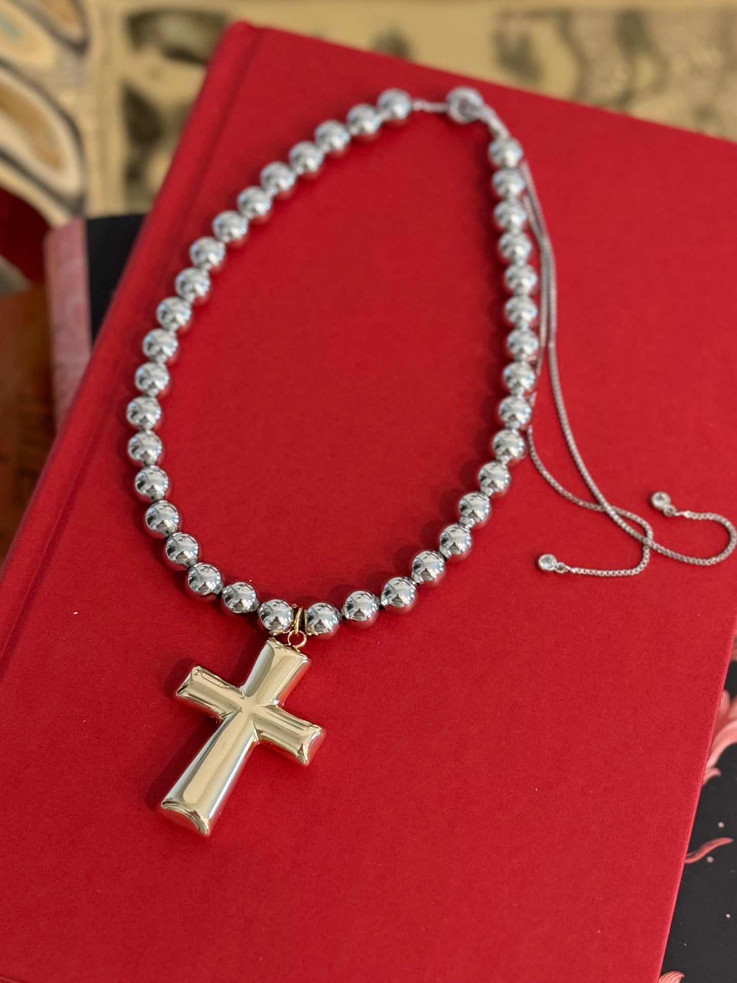 Cross Double Tone Necklace