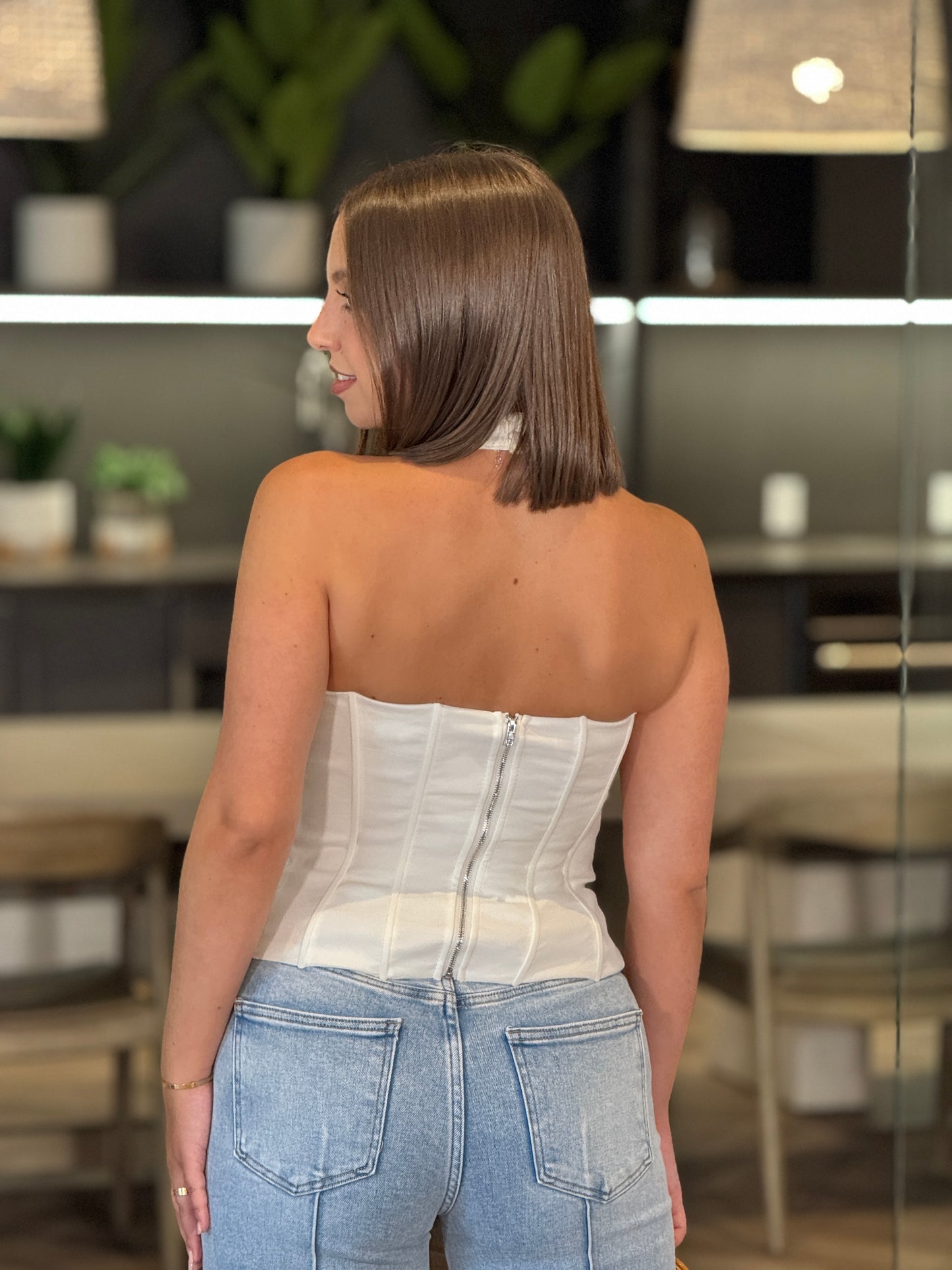 Evelyn White Corset Top