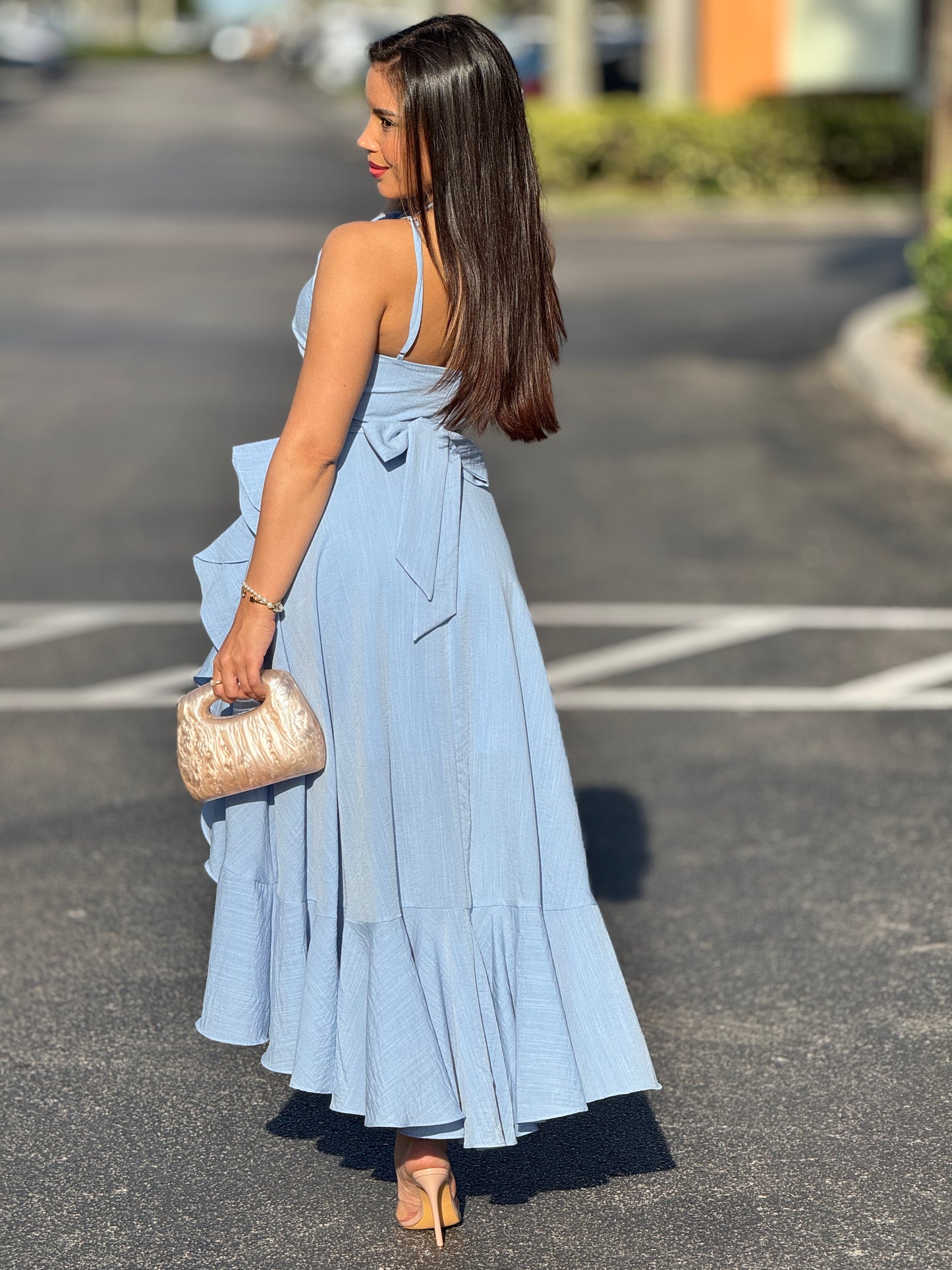Lindsay Blue 3D Flower Dress