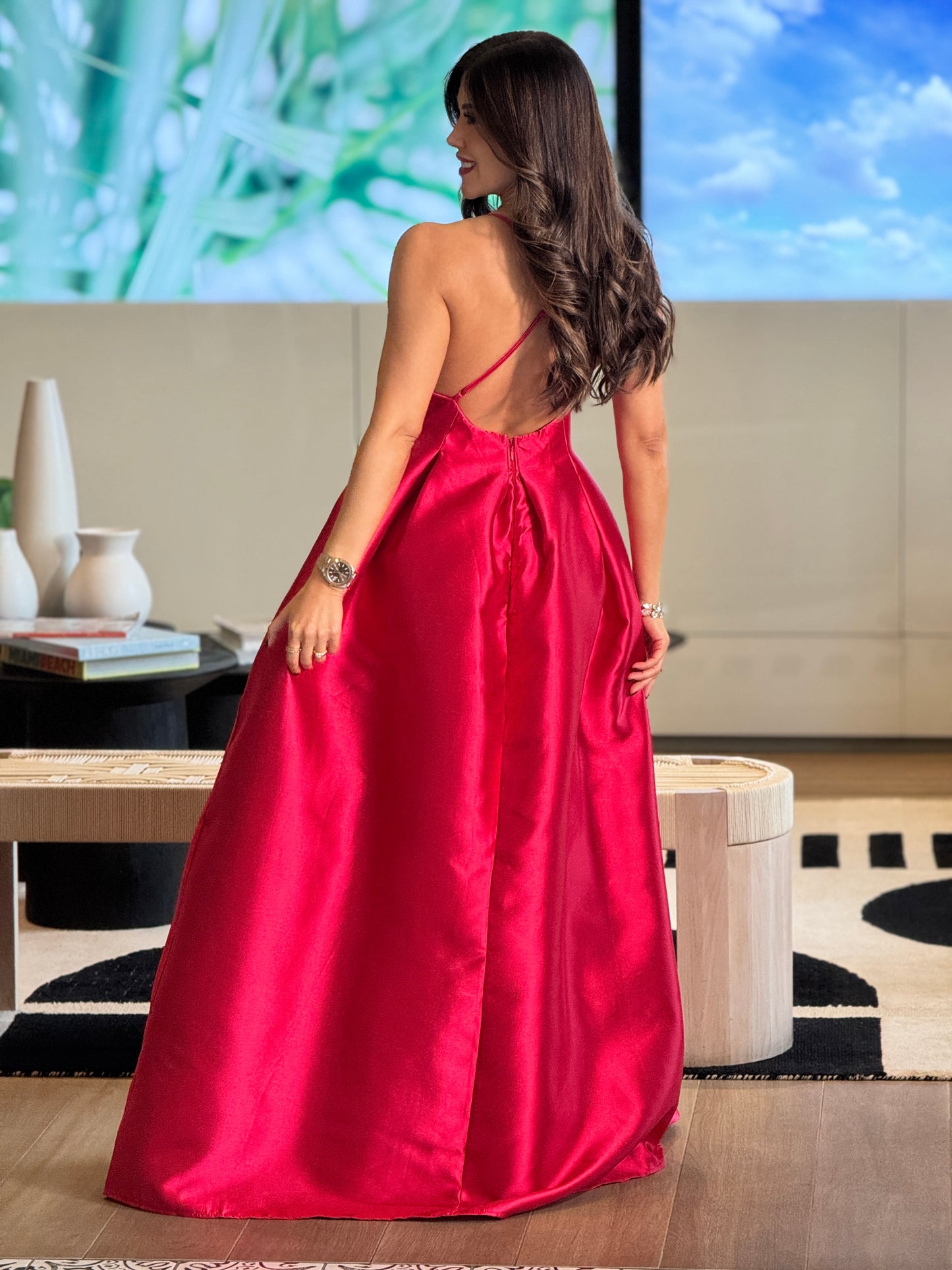 Freesia Red Satin Dress Gala