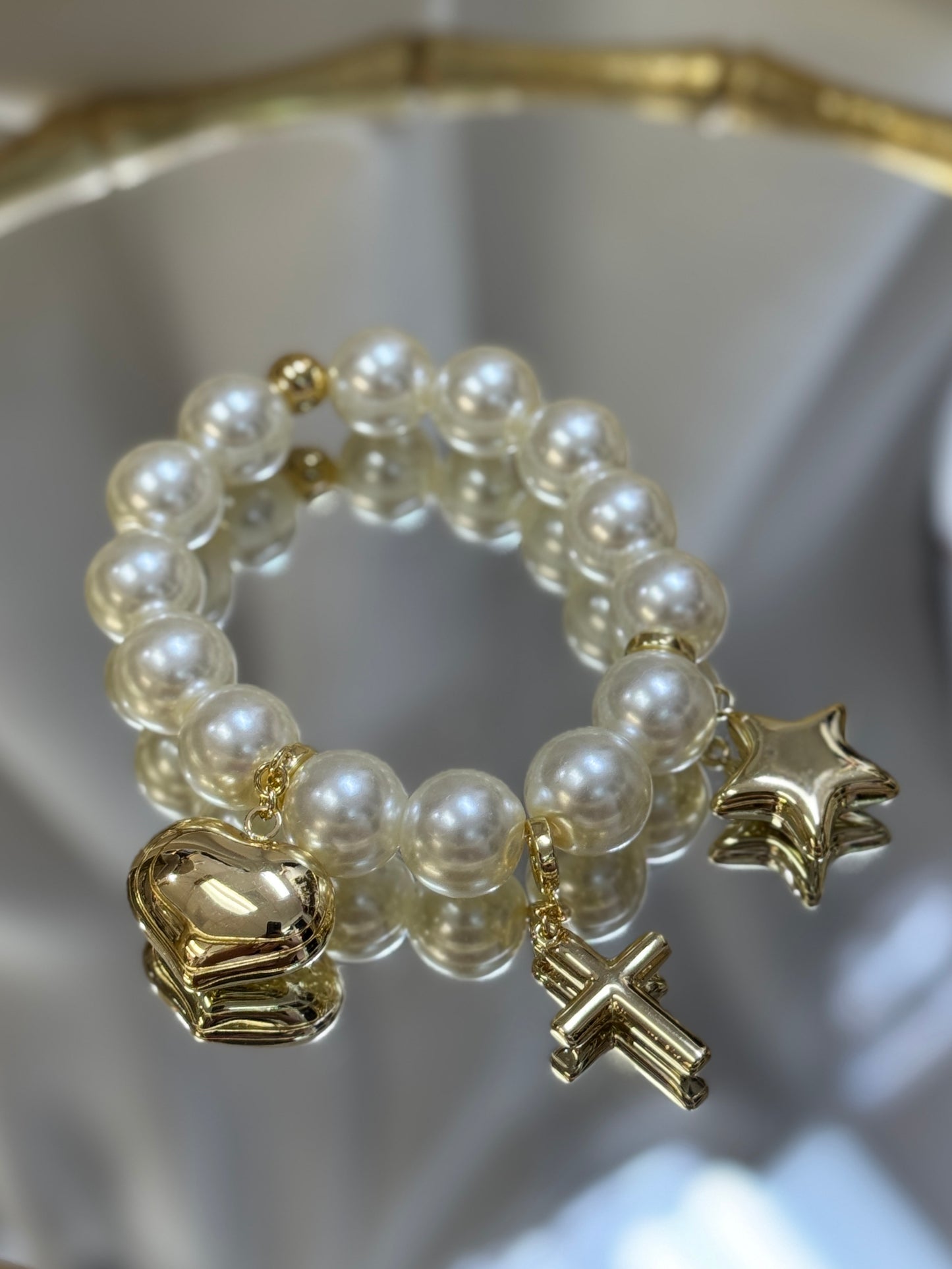 Heart Cross Star Pearl Bracelet