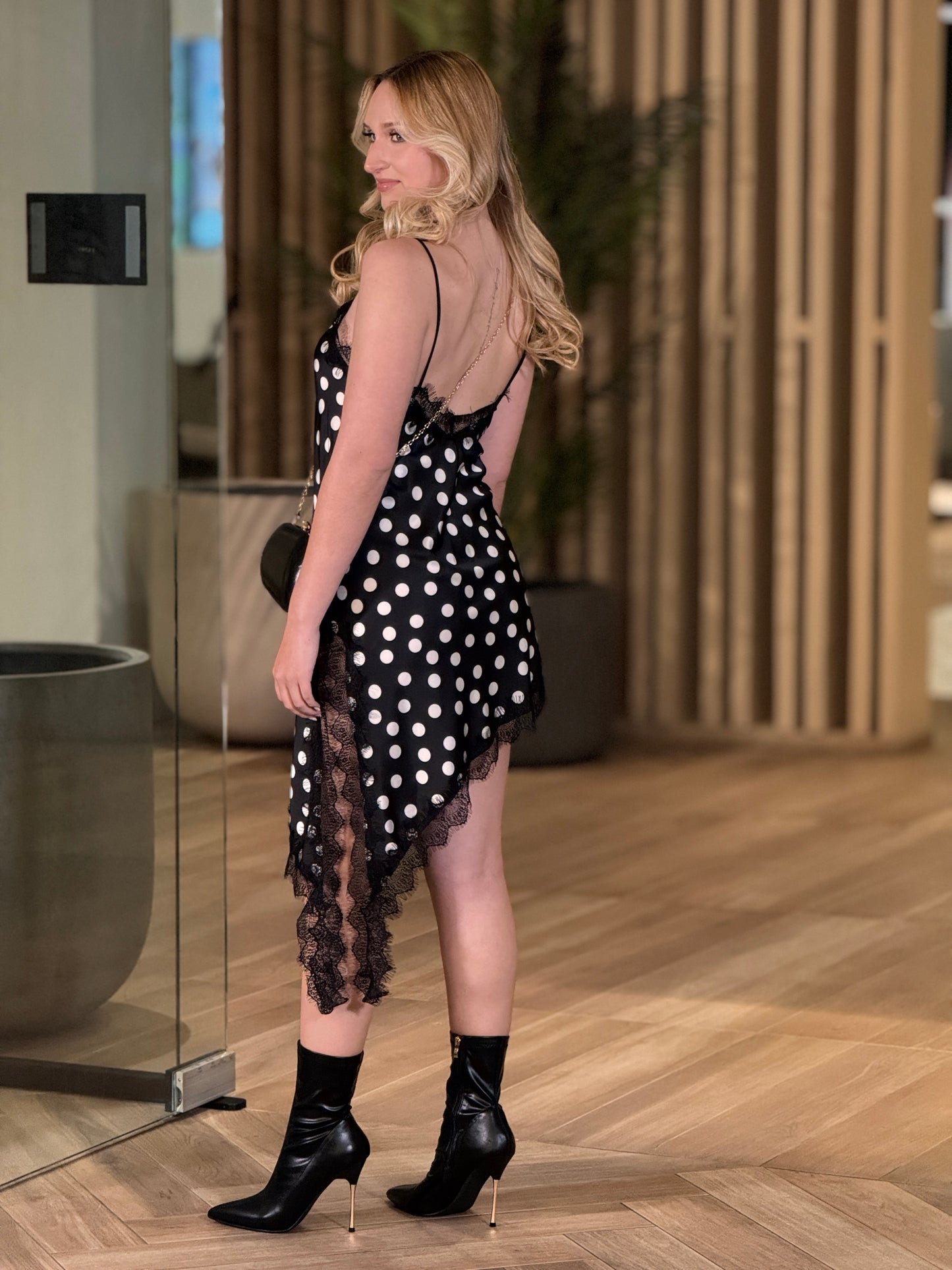 Italian Polka Dots Satin Dress