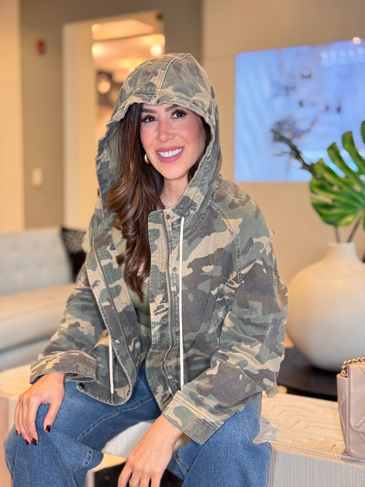 Risen Denim Camouflage Jacket Top