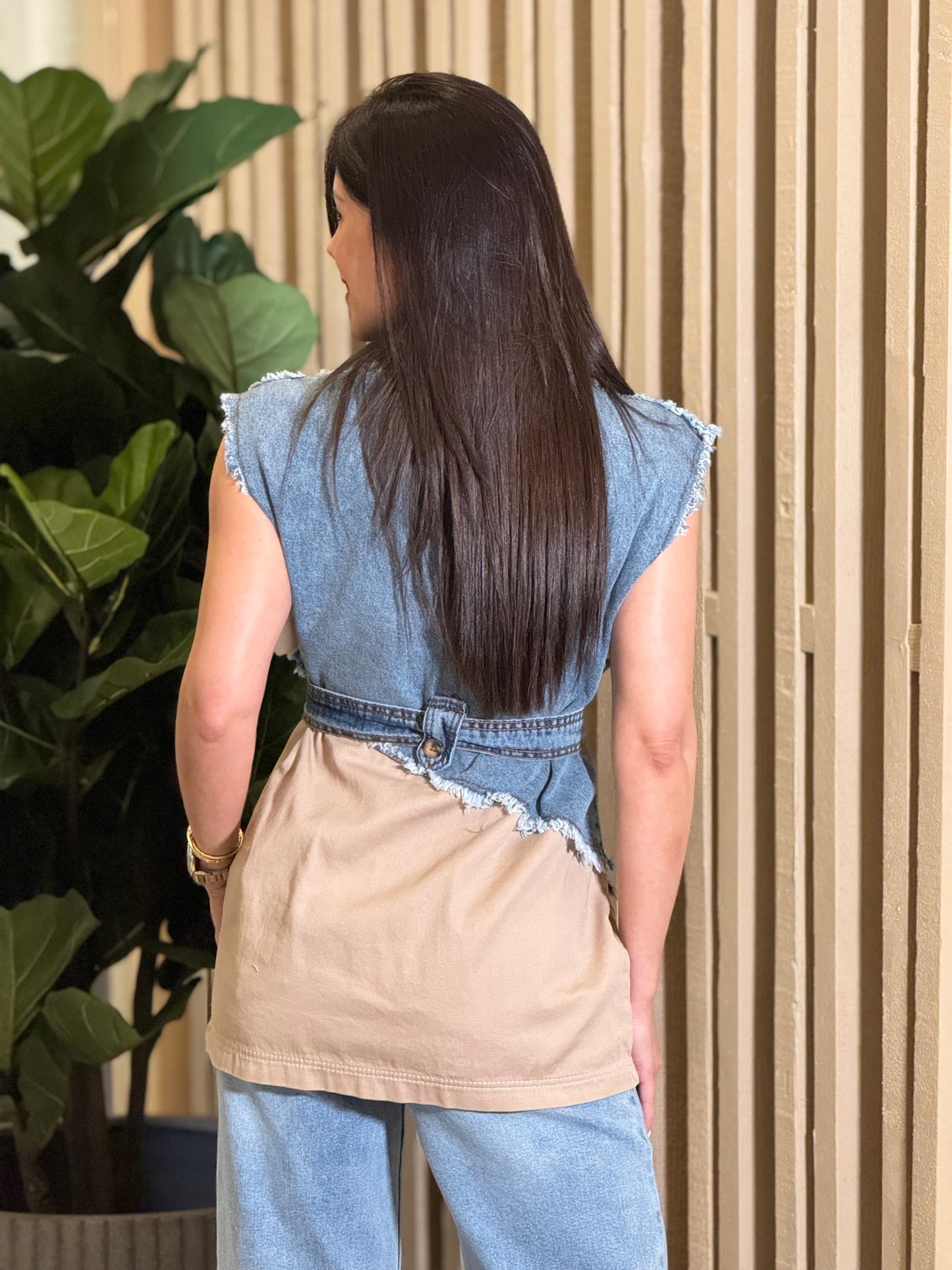 Angelica Denim/Beige Vest