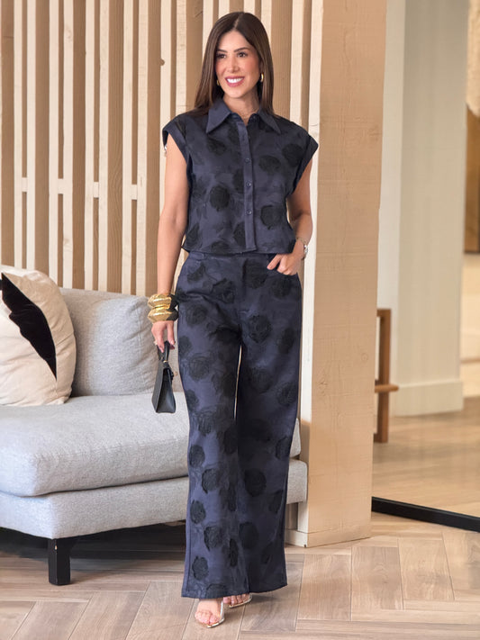 Oli Balboa Navy/Black Floral Print Set