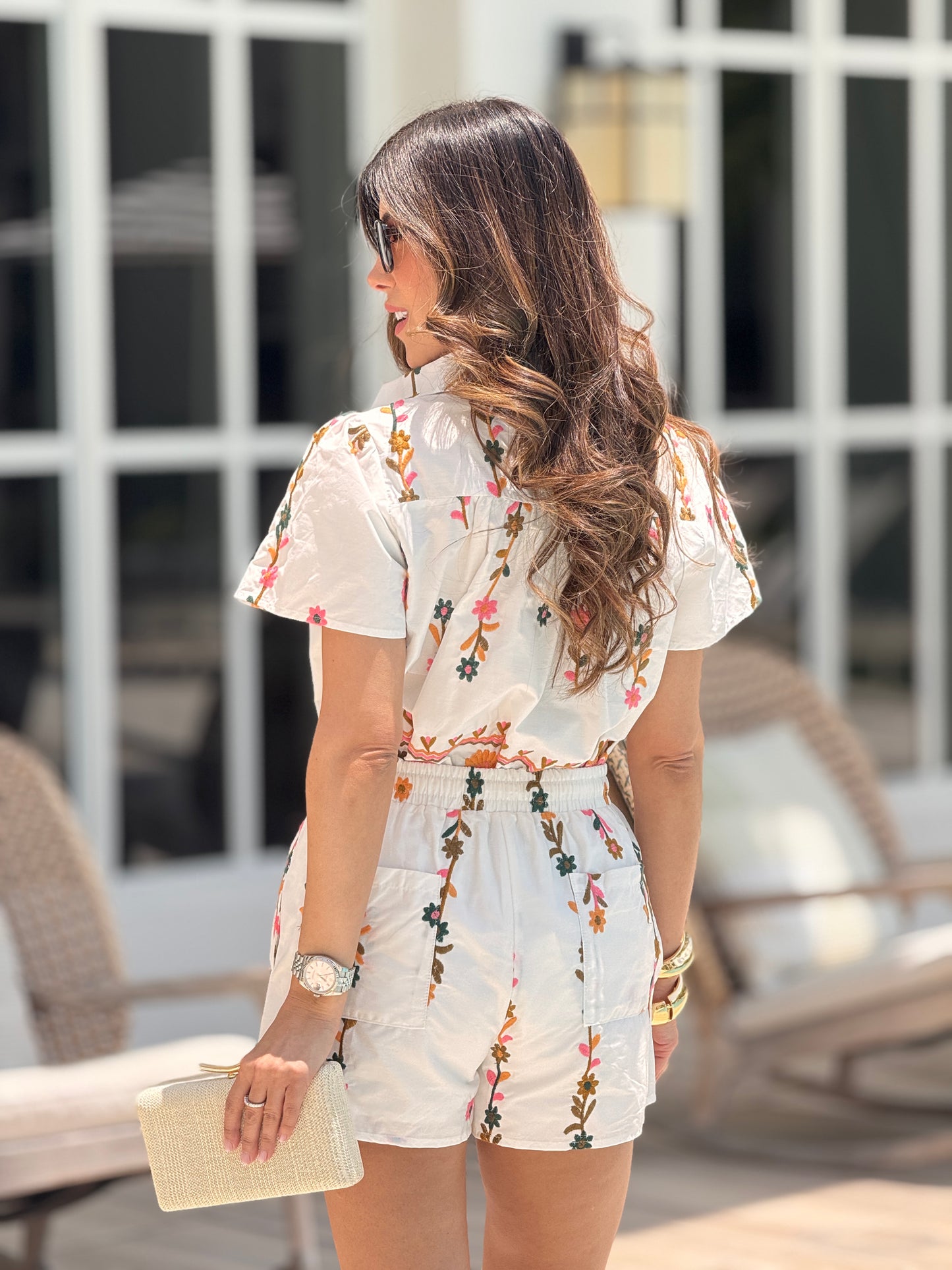 Strut White/Multi Floral Short Set