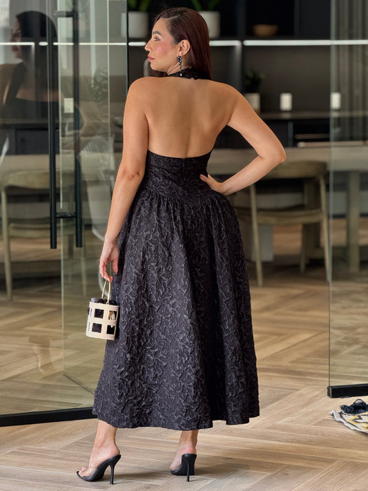 Astrid Black Torchon Bubble Dress