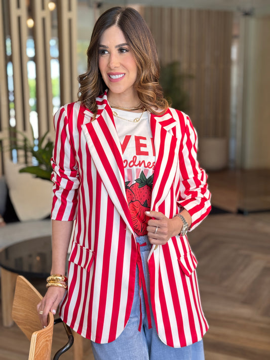 Italy Red Lines Blazer Top