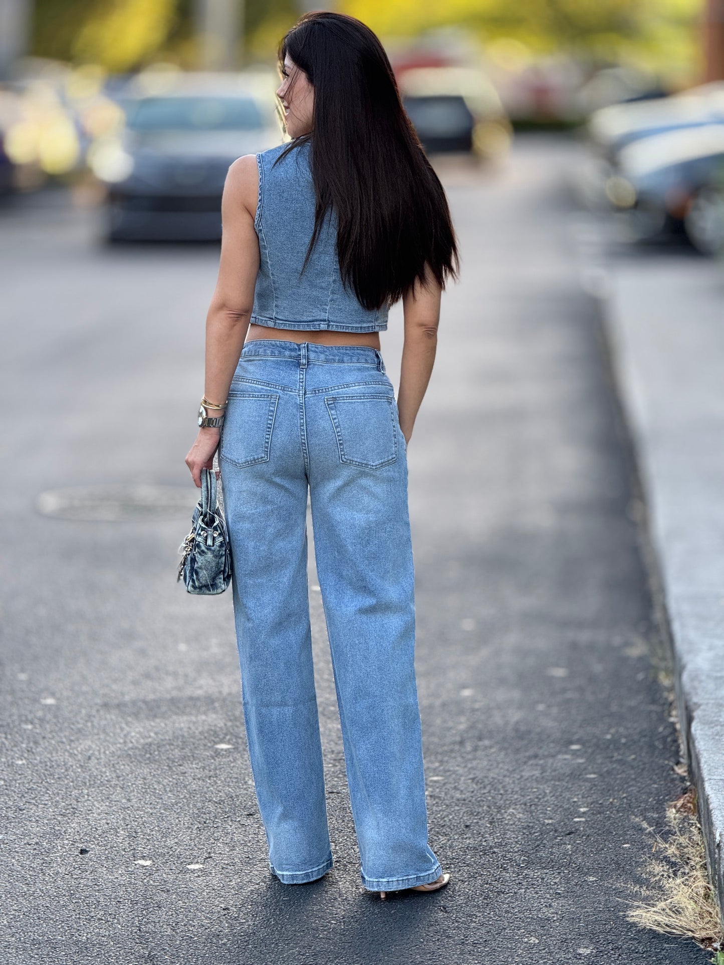 Gaia Flower Cutouts Denim Set
