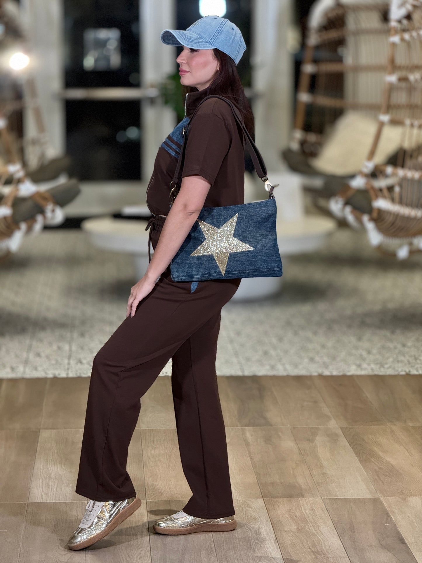 Trendy Denim/Brown Sport Set
