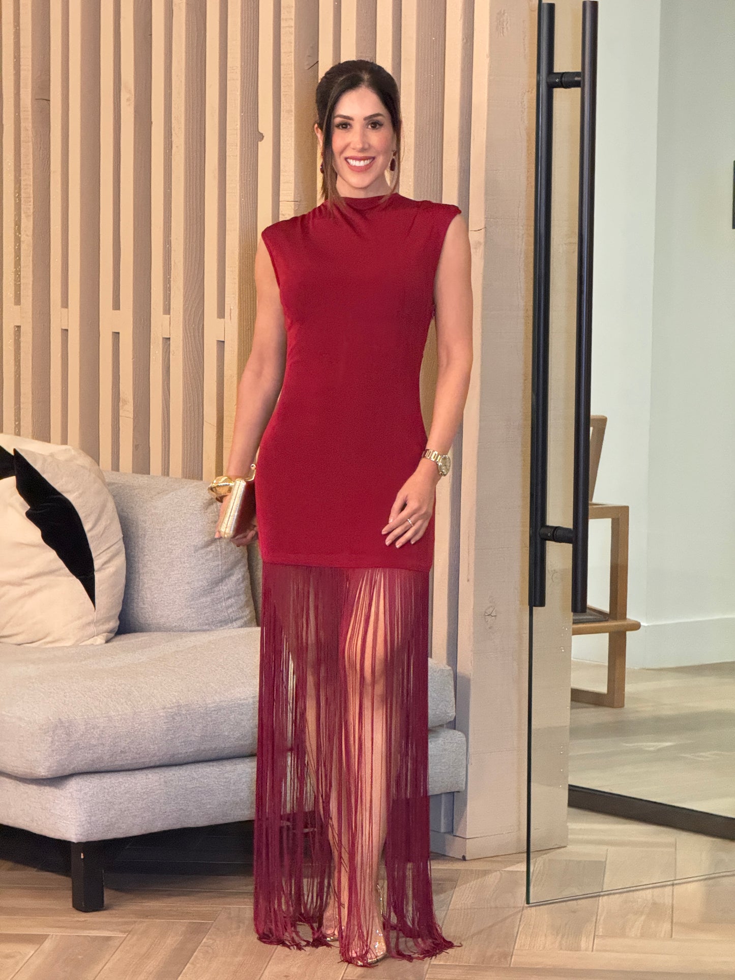 Bree Burgundy Fringe Dress Gala