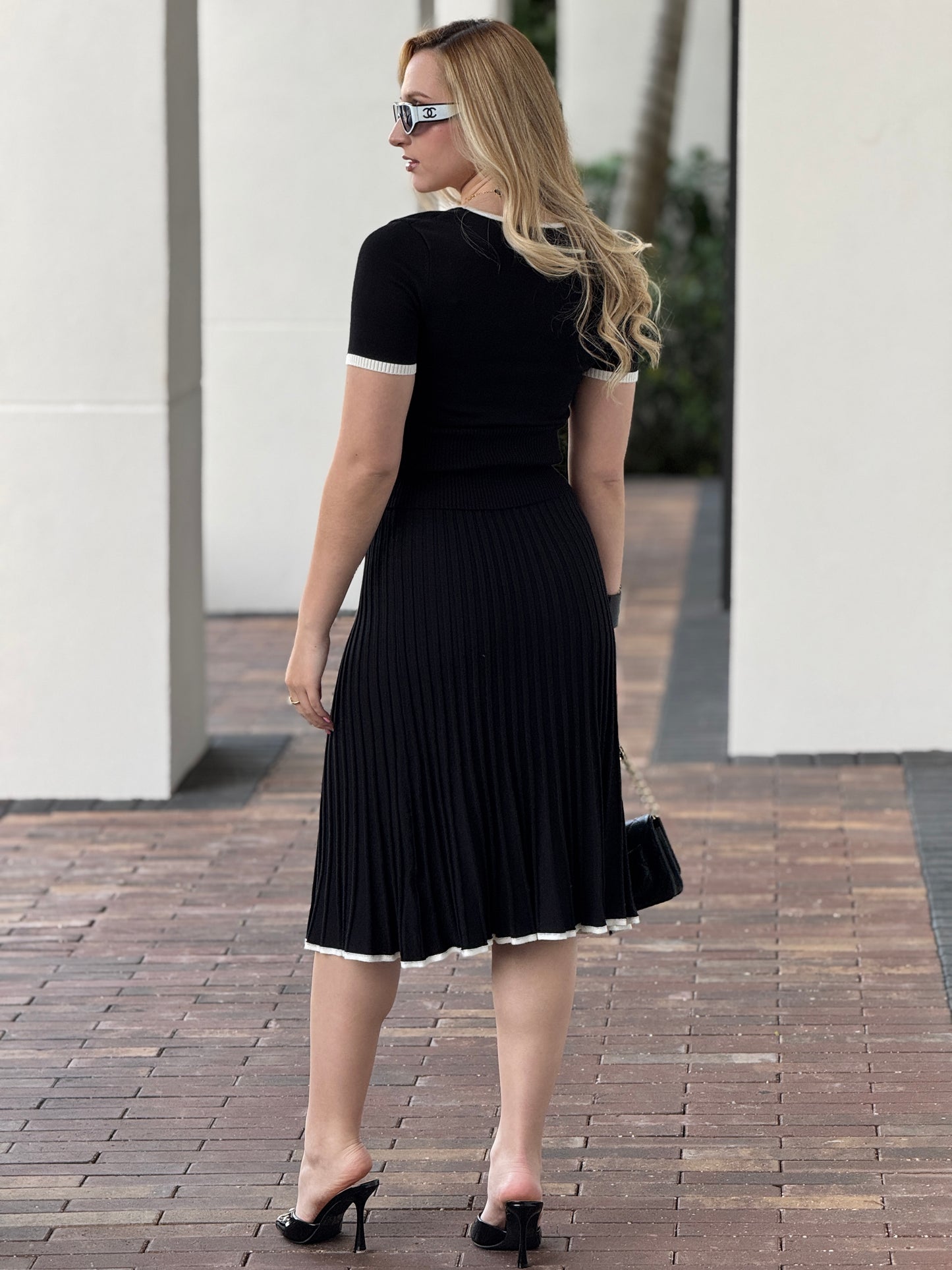 Rivera Black/White Knitted Skirt Set