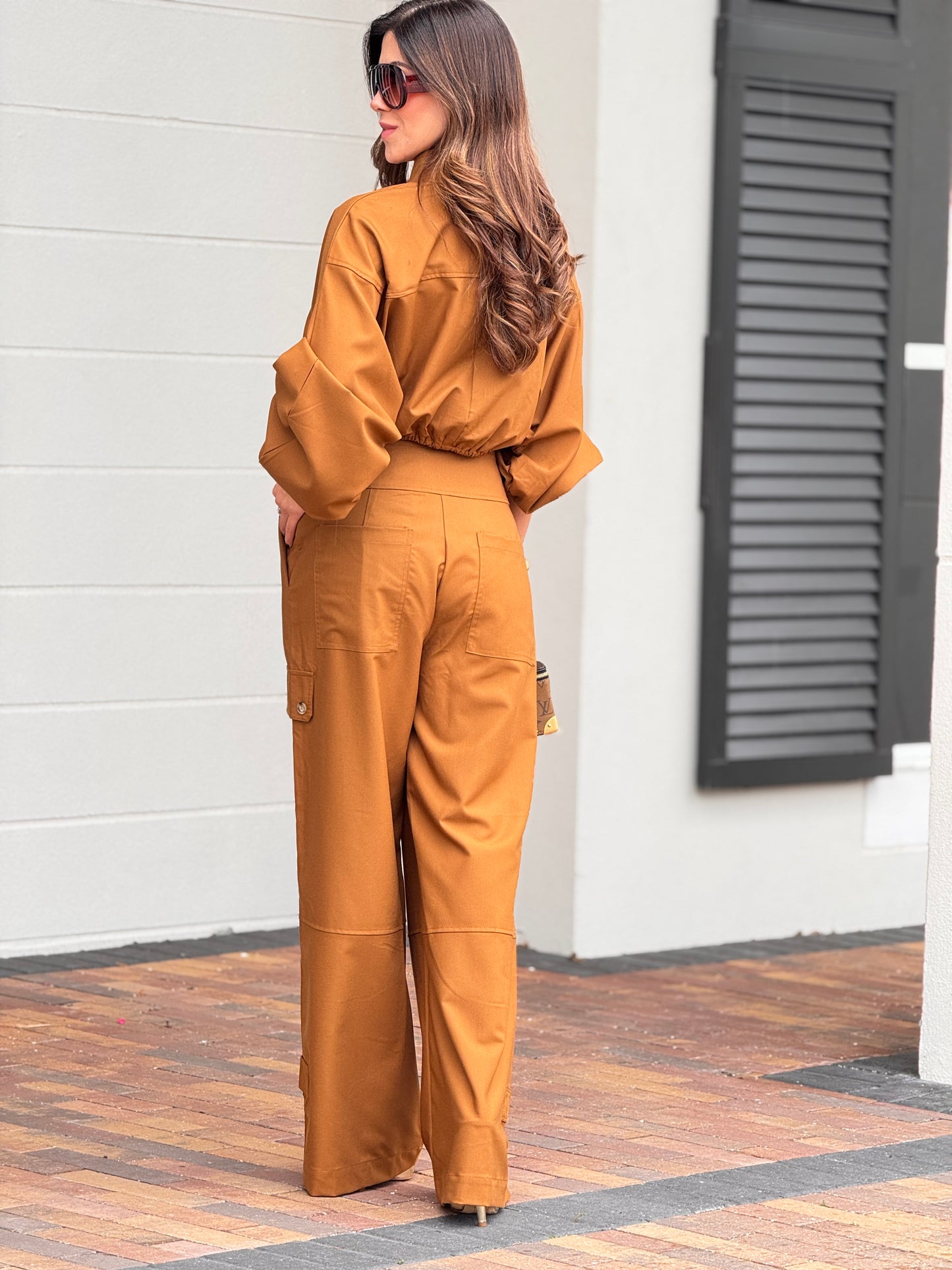 Filipa Brown Funnel Neck Cargo Set