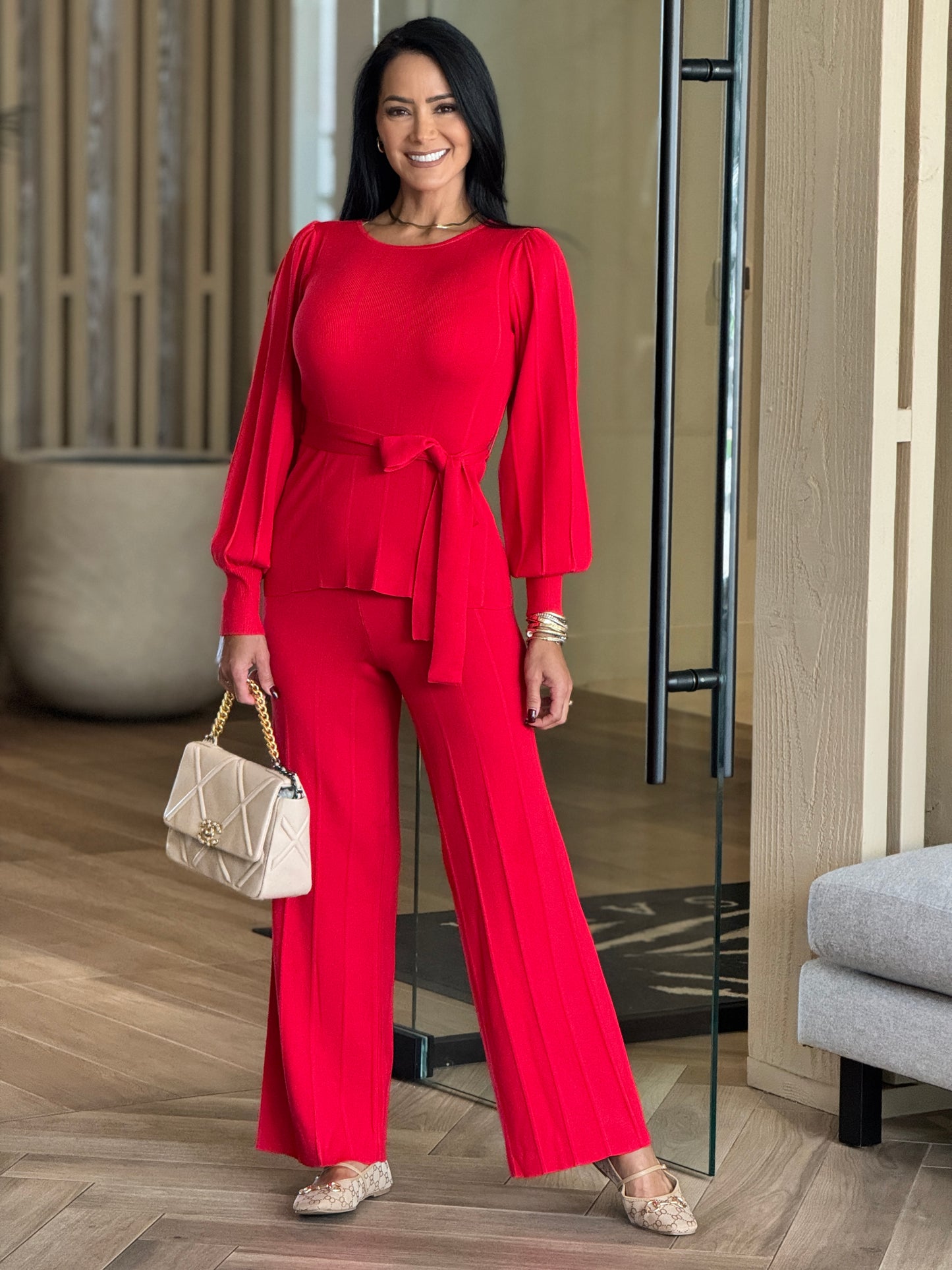 Rivera Red Knitted Set