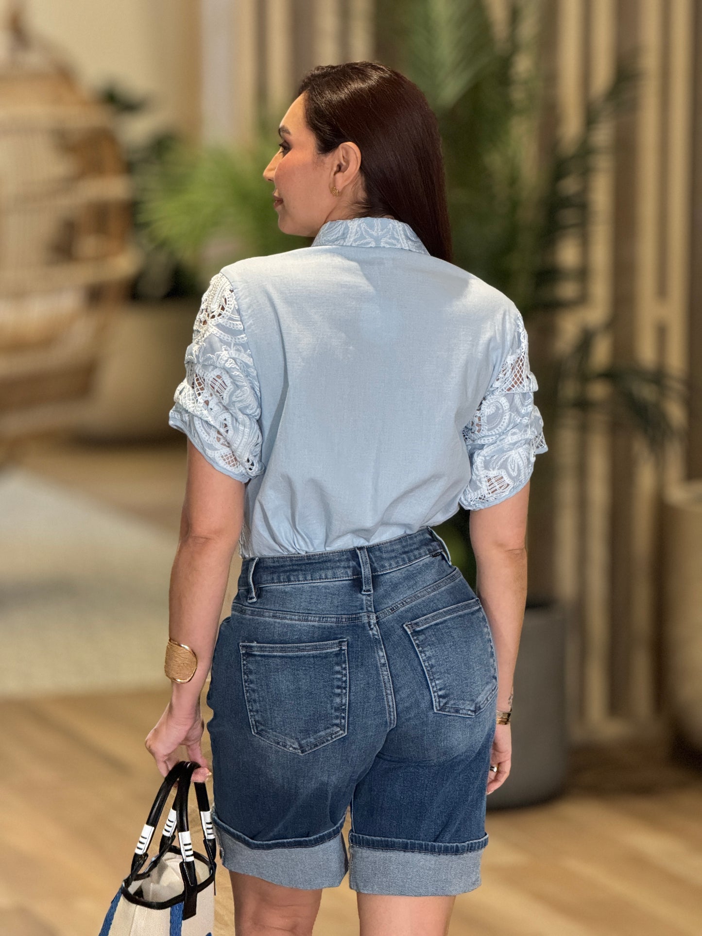 Katerina Blue Torchon Shirt