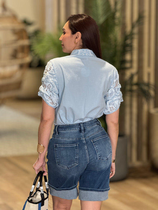 Katerina Blue Torchon Shirt